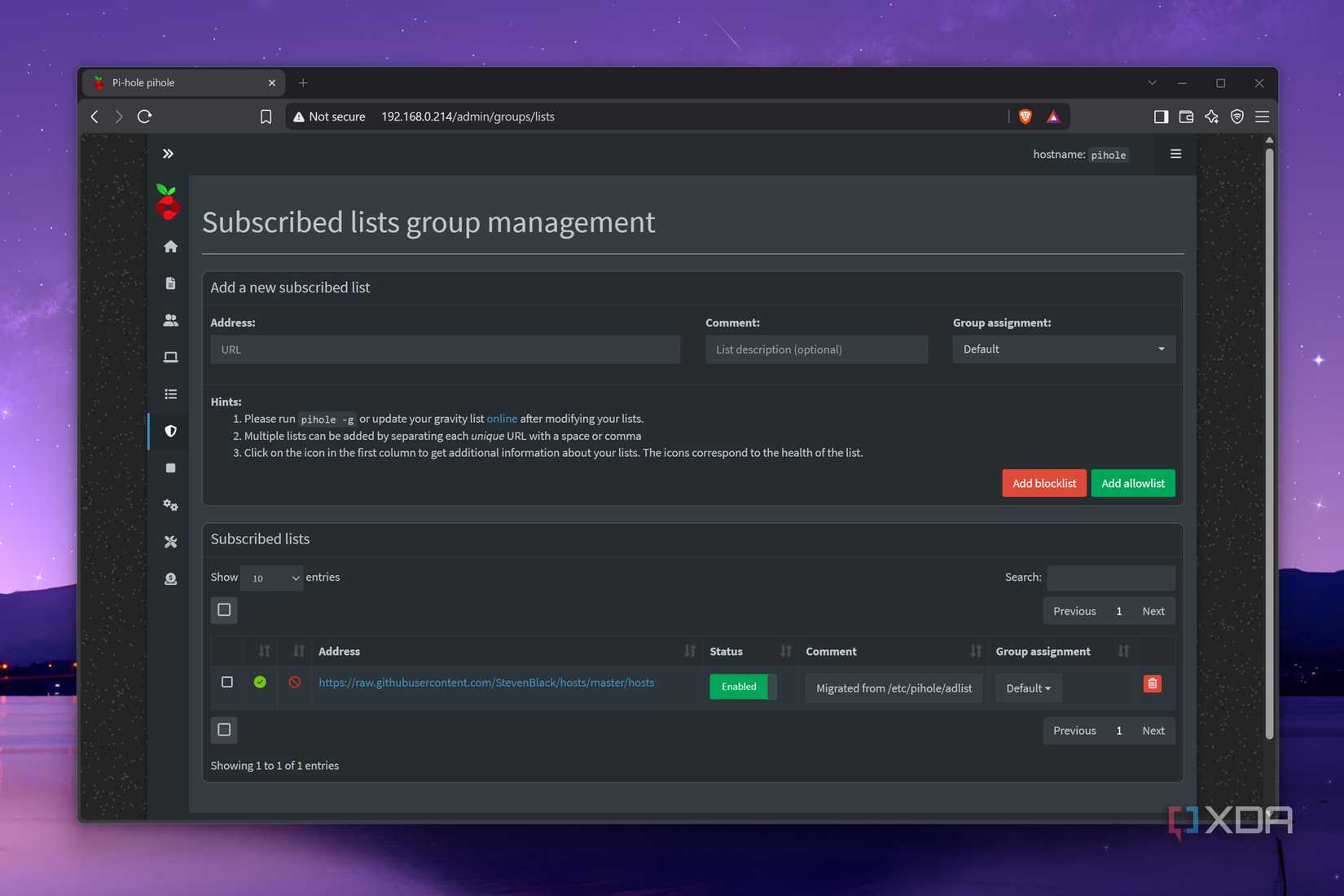 Четыре Docker-контейнера для первоочередного восстановления домашнего сервера Панель управления блокировками Pi-hole