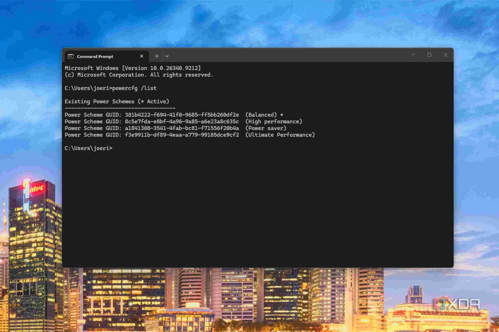 powercfg output terminal
