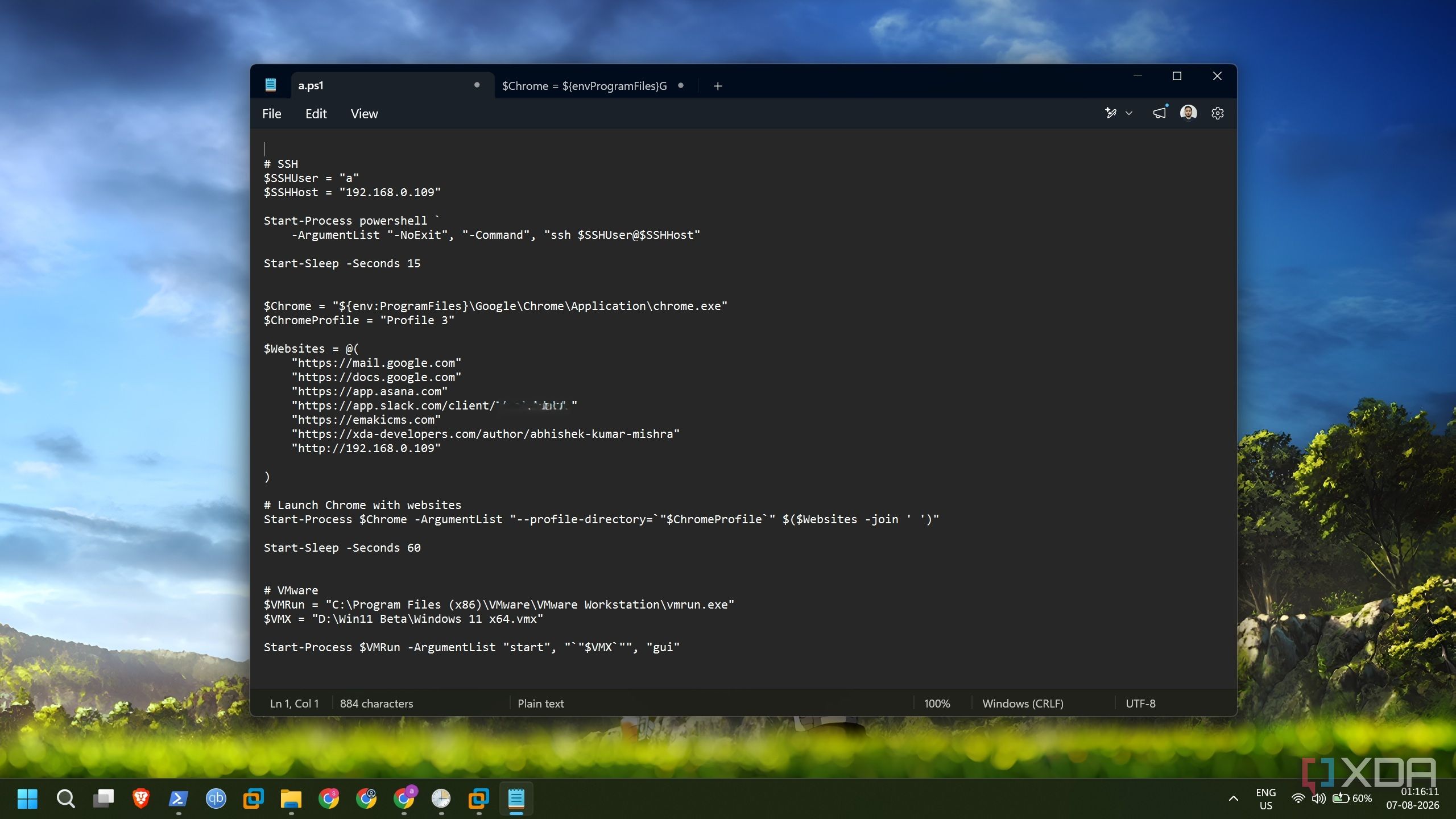 screenshot of powershell automate script