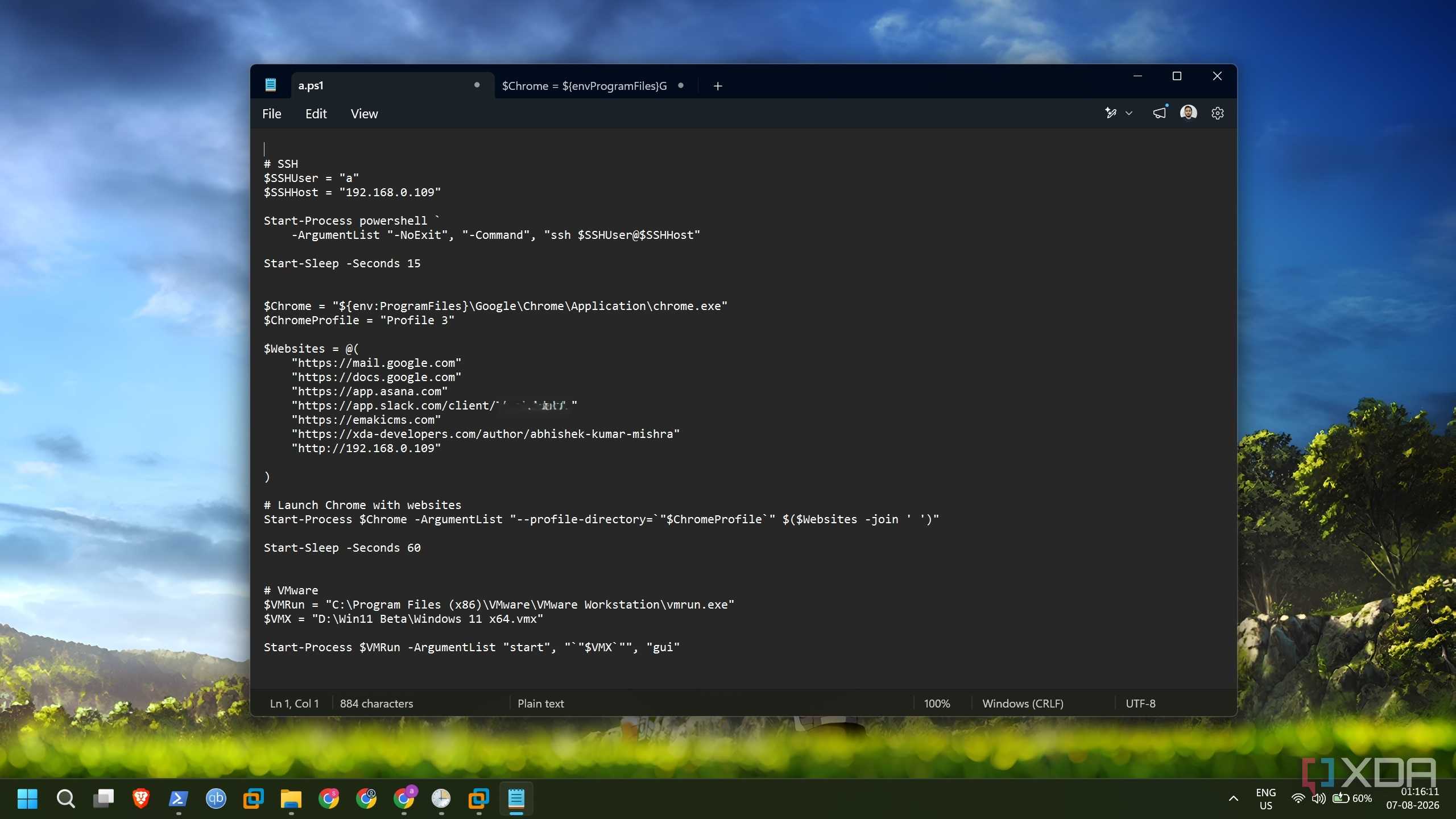 screenshot of powershell automate script