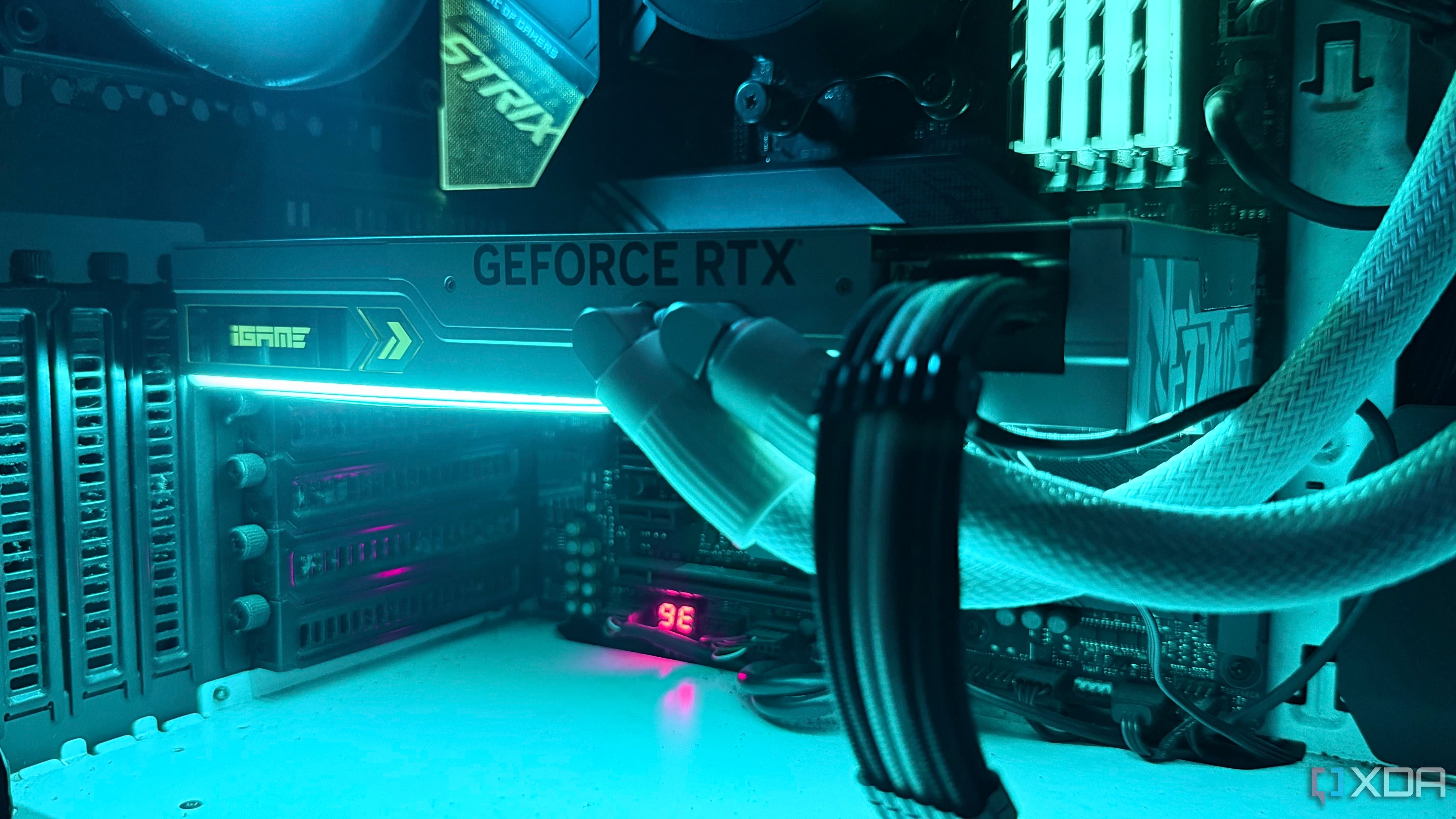 An RTX 4090 GPU inside a case