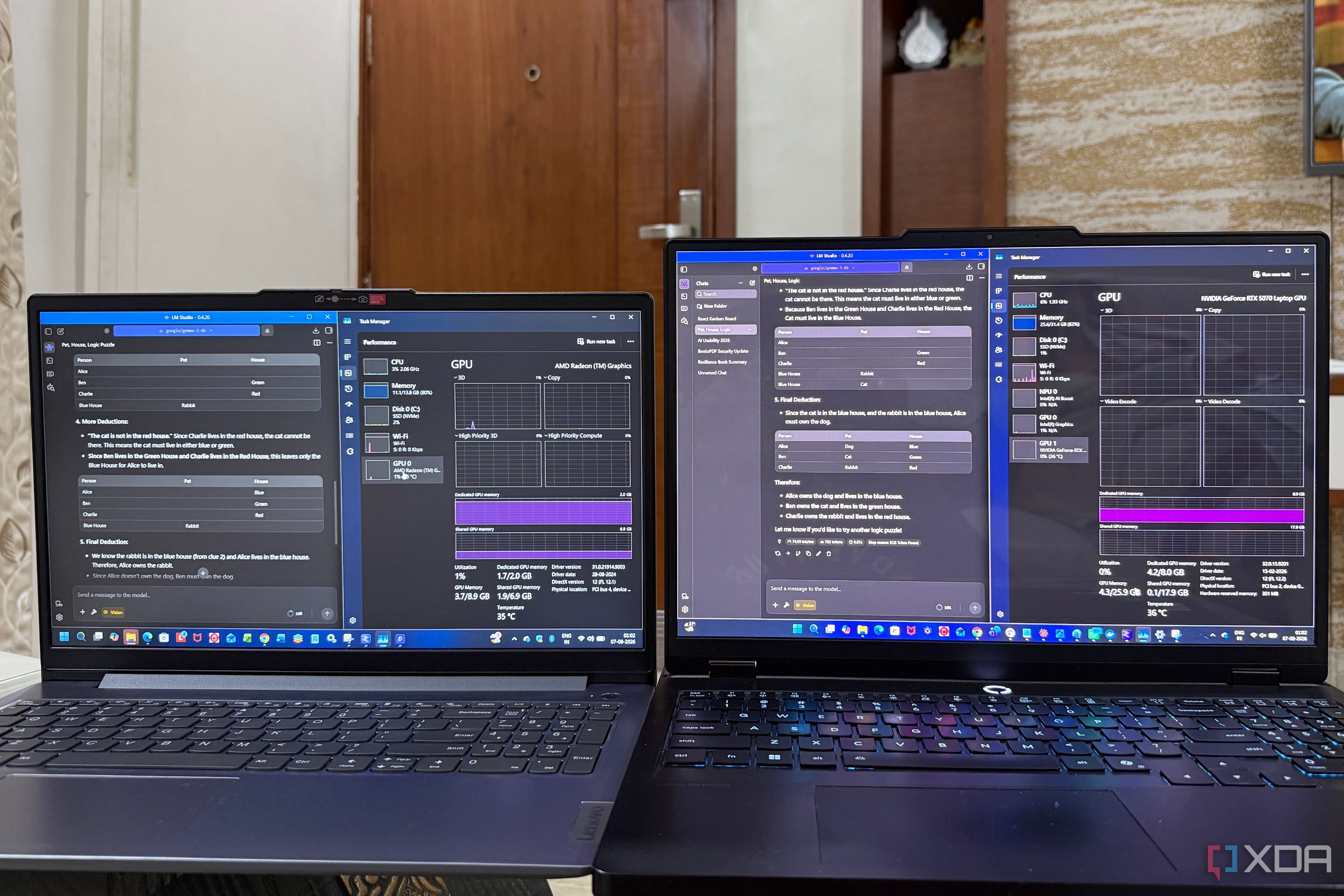 Running same local LLM on RTX 5070 and AMD Radeon