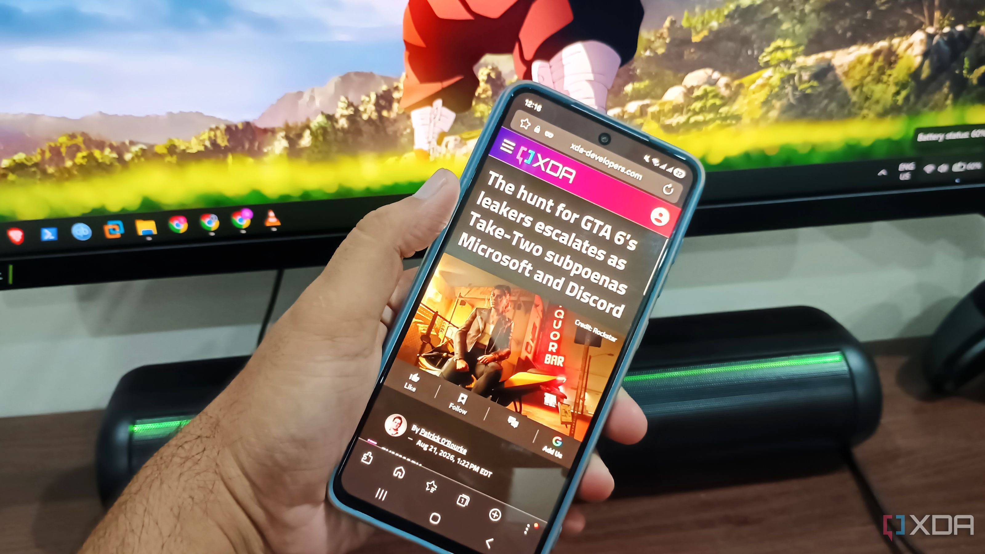 photo of samsung browser with xda page open