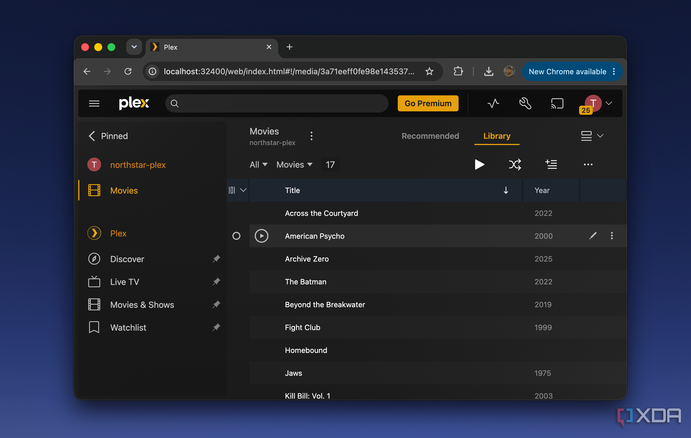 Plex Library table view