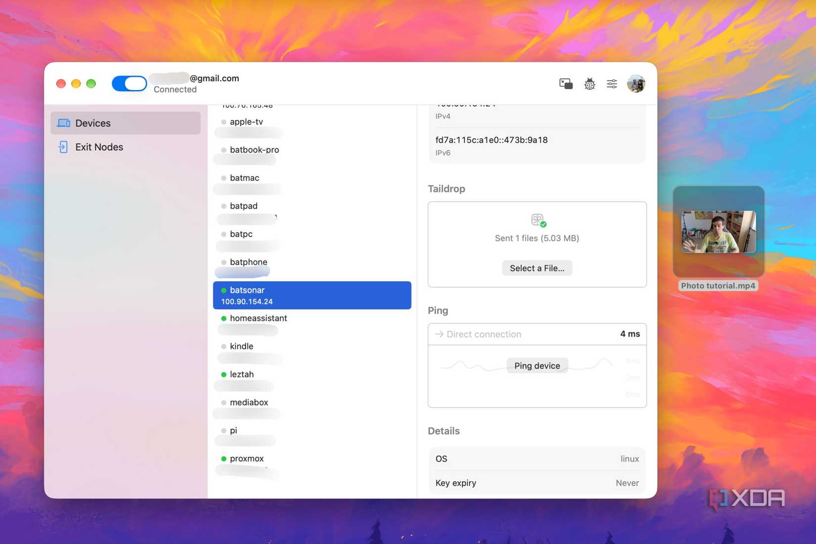 Send files quickly with Taildrop 