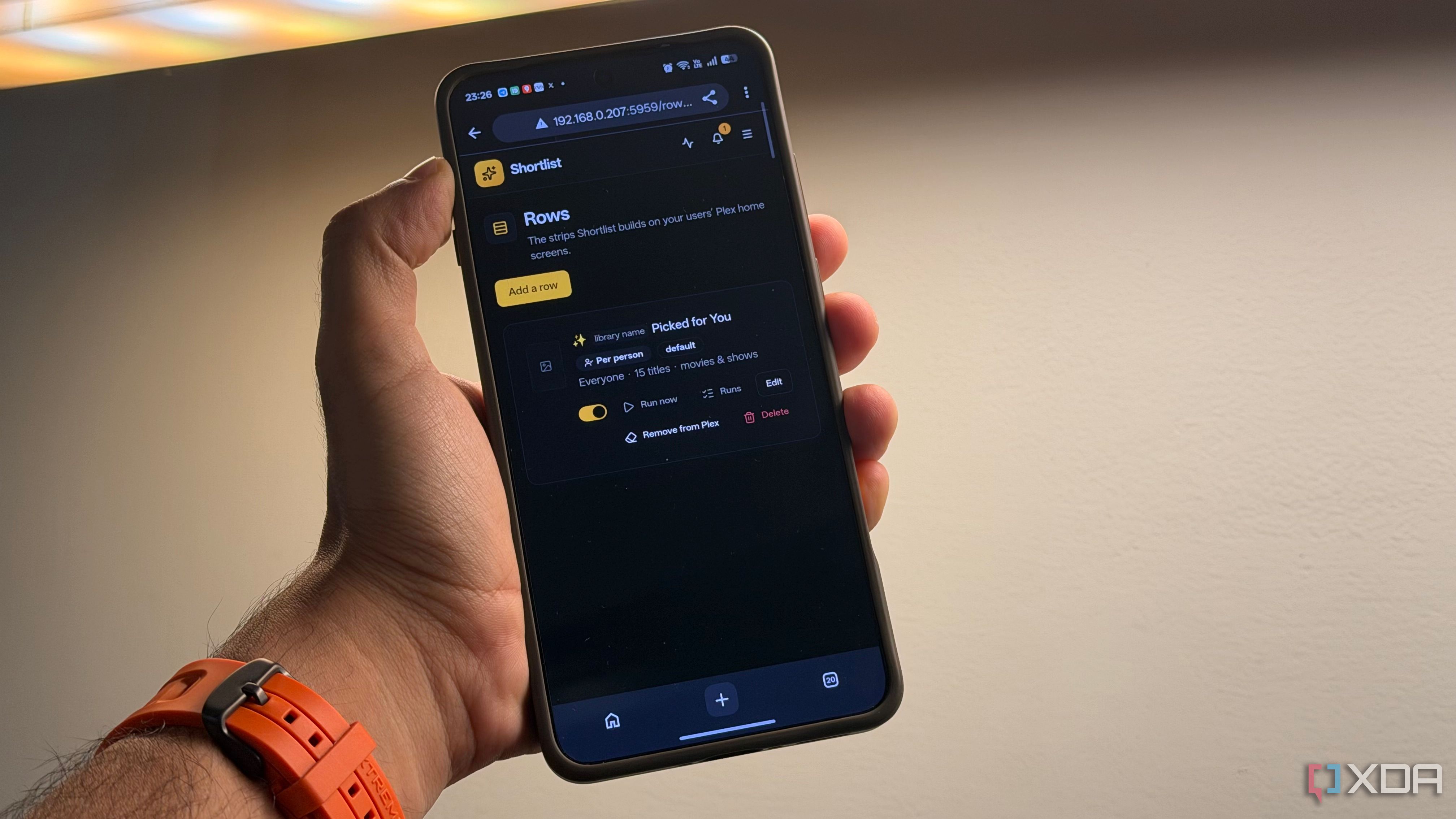 Shortlist app settings