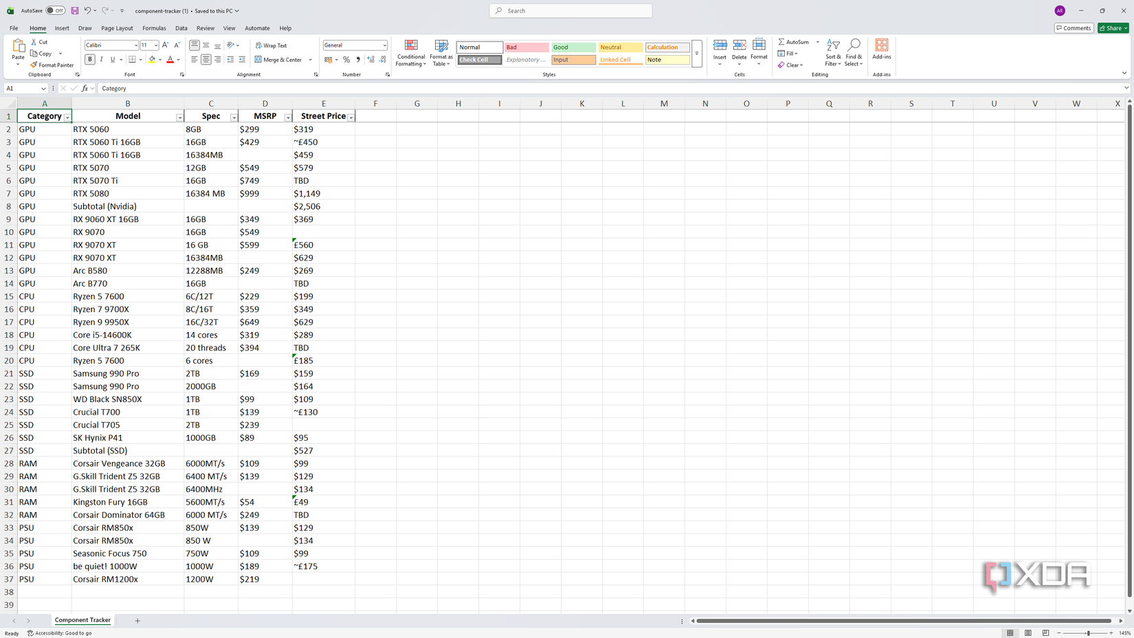 Main spreadsheet used for testing local 4B models.