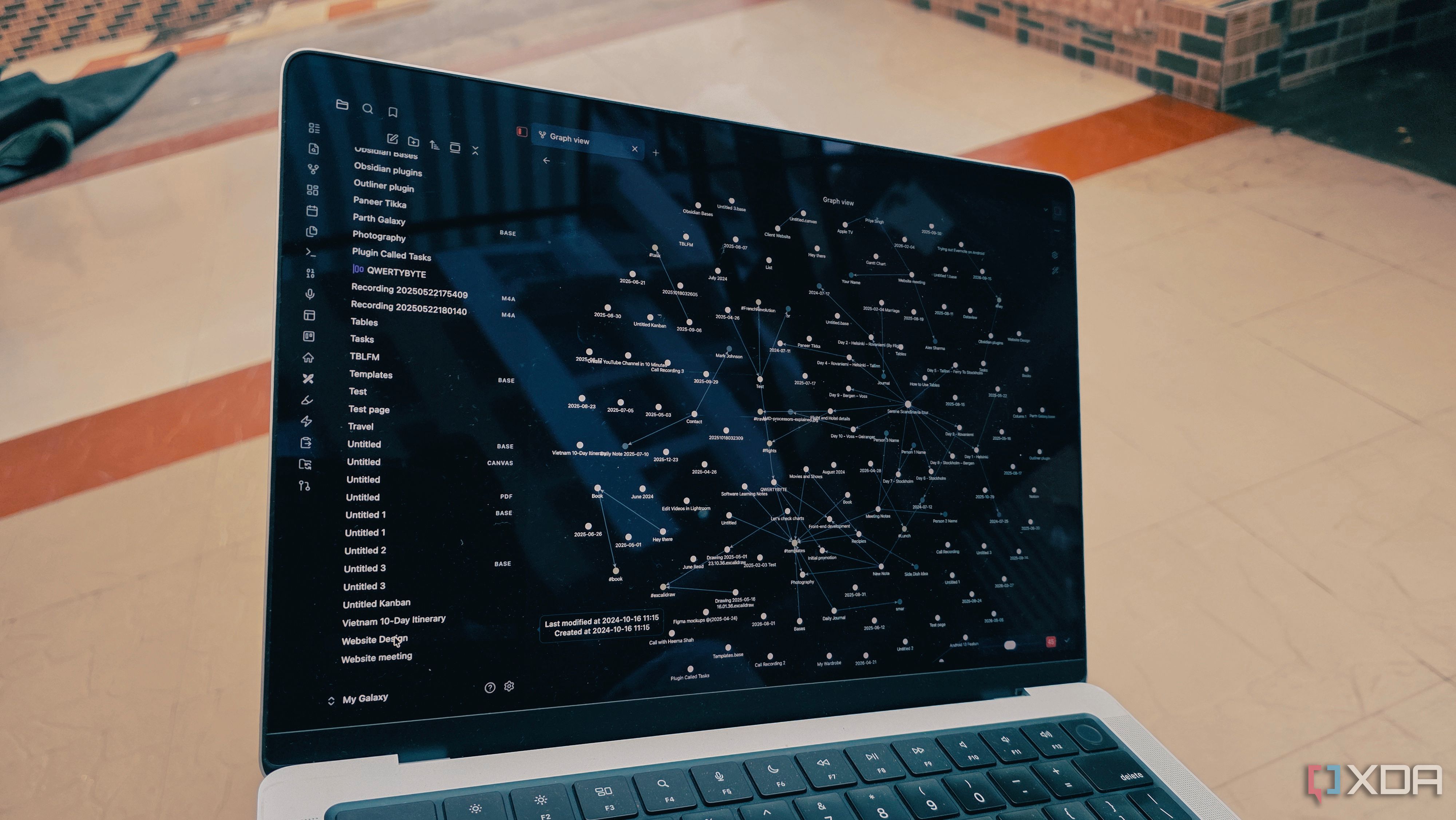 Obsidian on a laptop display