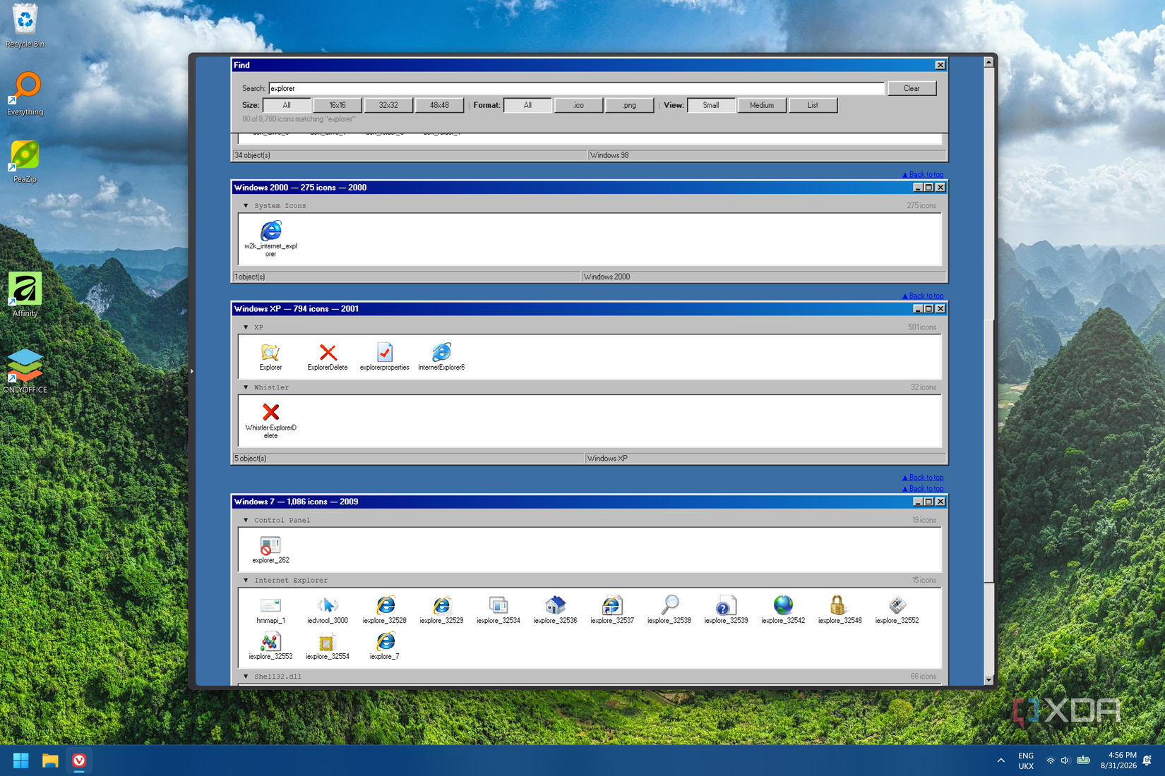Windows 아이콘 아카이브 웹페이지의 스크린샷