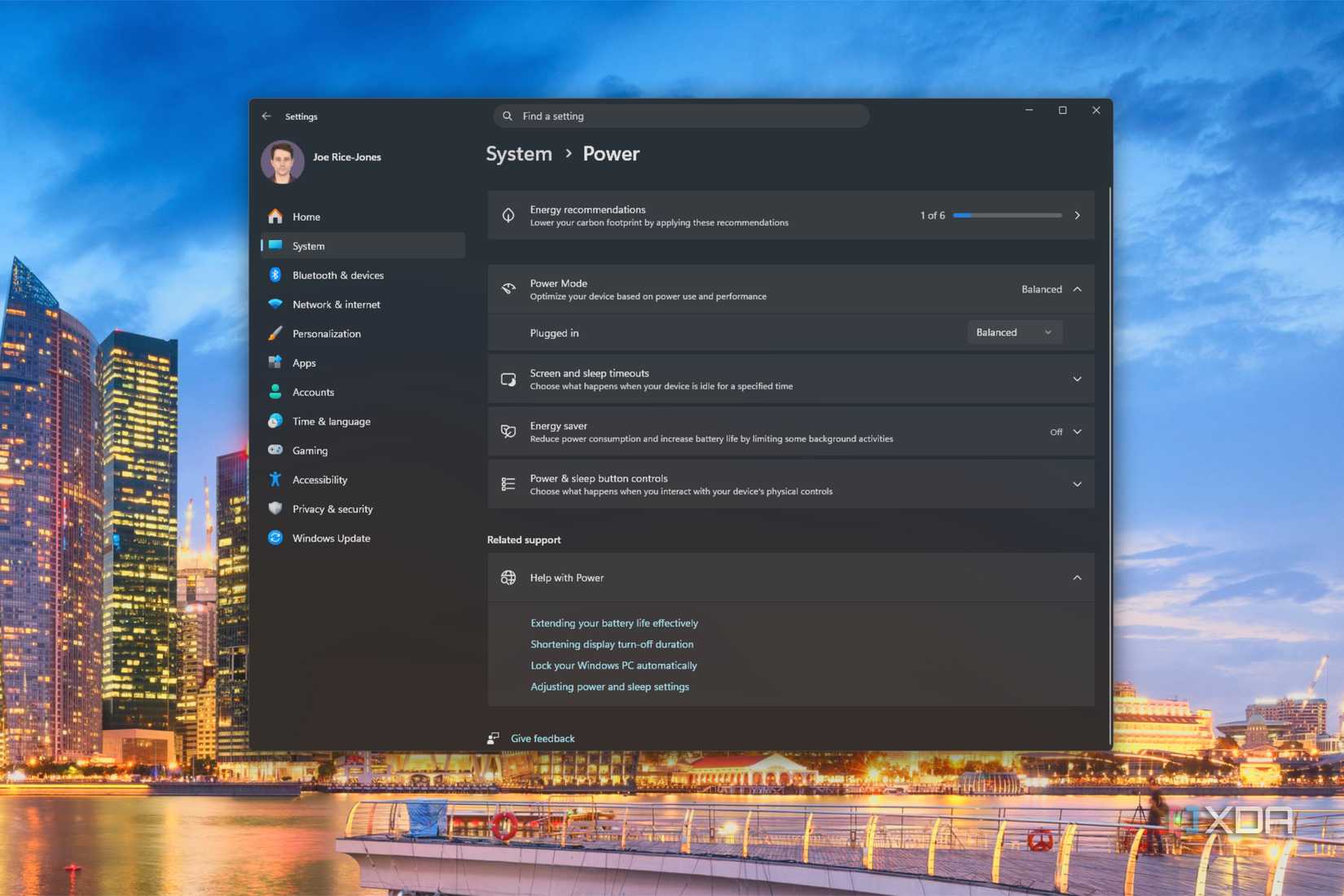 windows power settings
