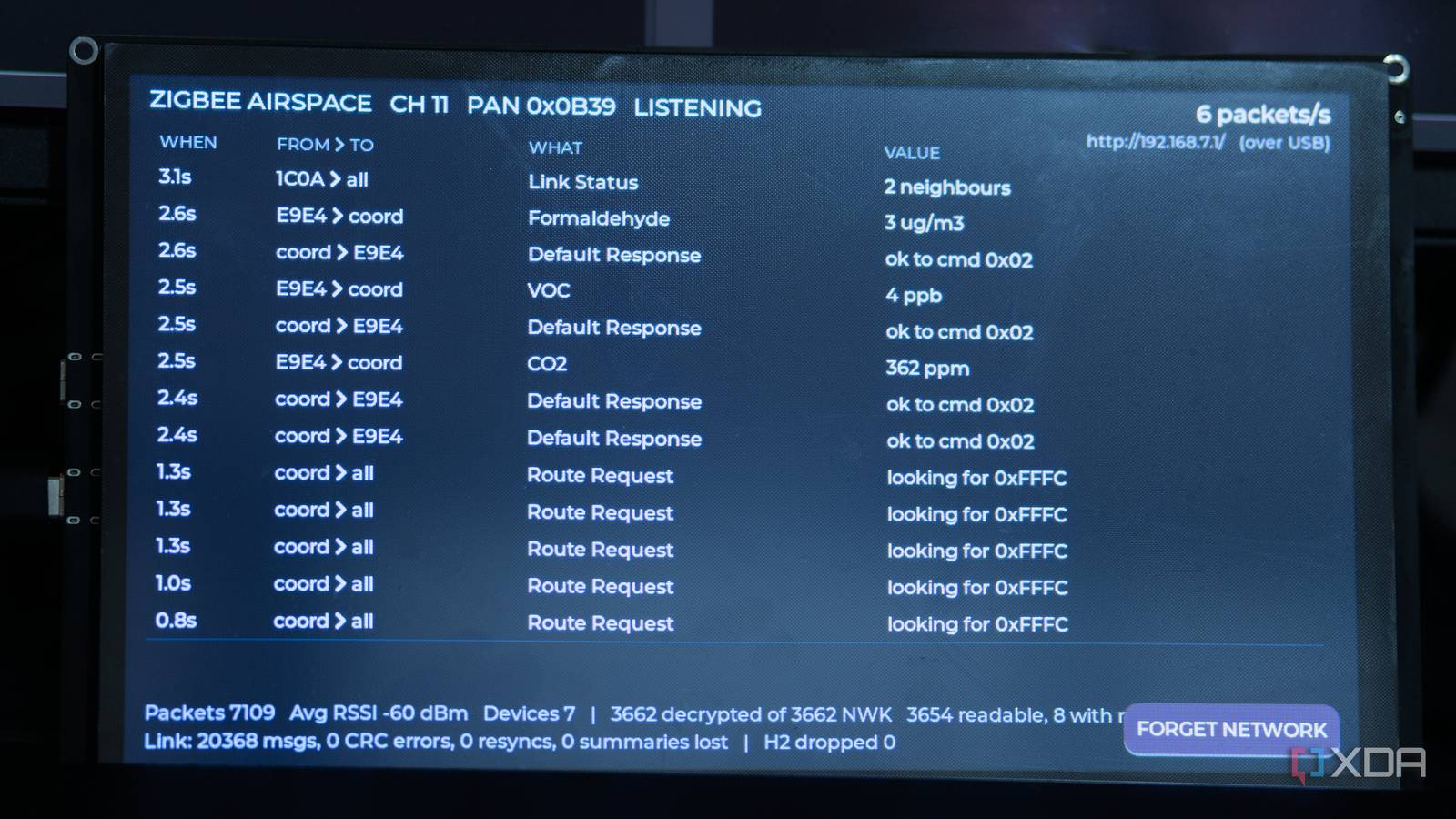I built a Zigbee sniffer on a $60 ESP32 screen, and now I can watch my smart home talk to itself