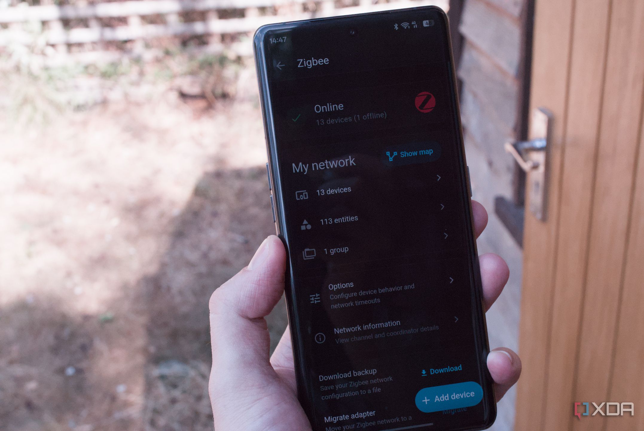 Zigbee on Home Assistant outside on a phone