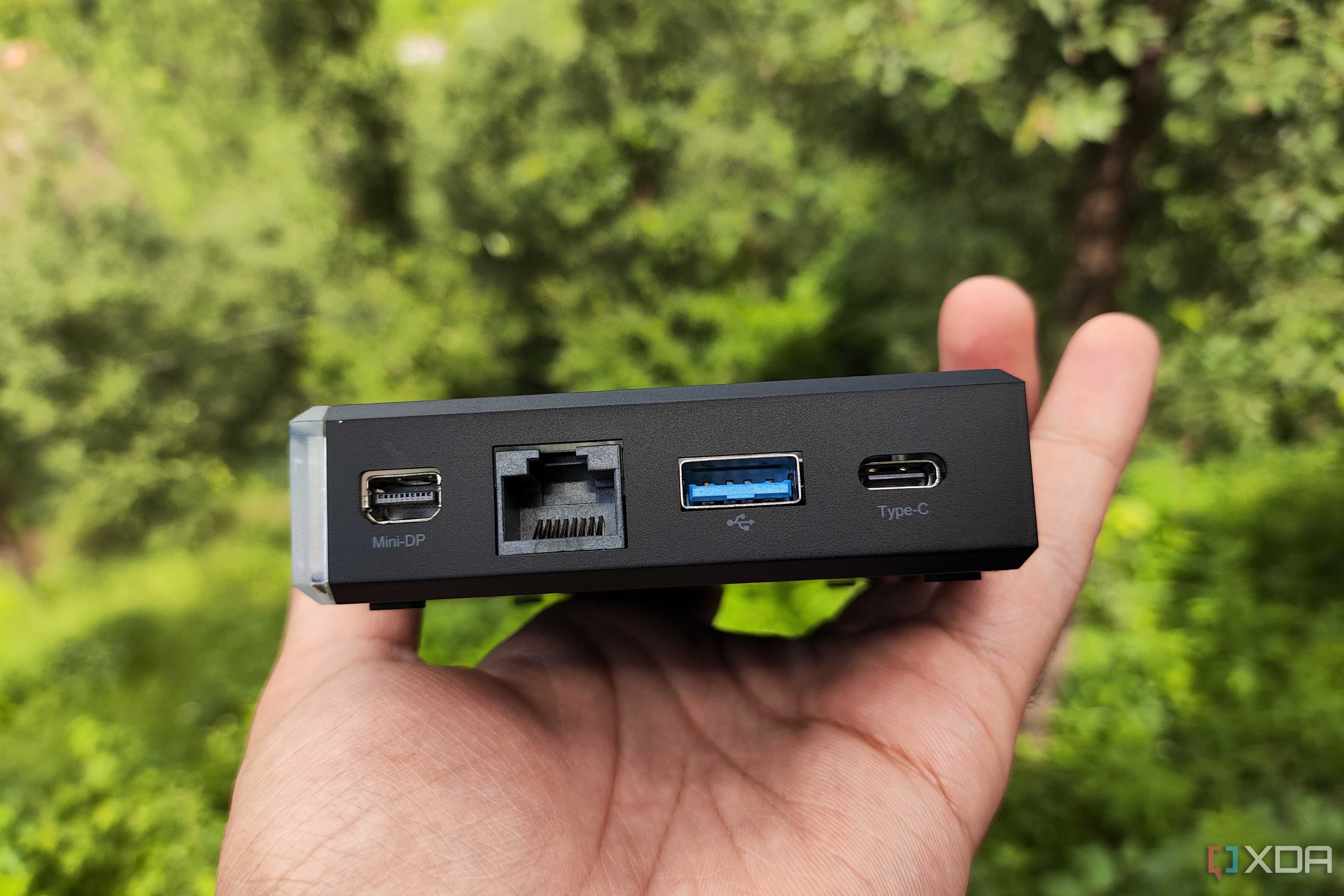 The USB, display, and Ethernet ports on the ZimaBlade