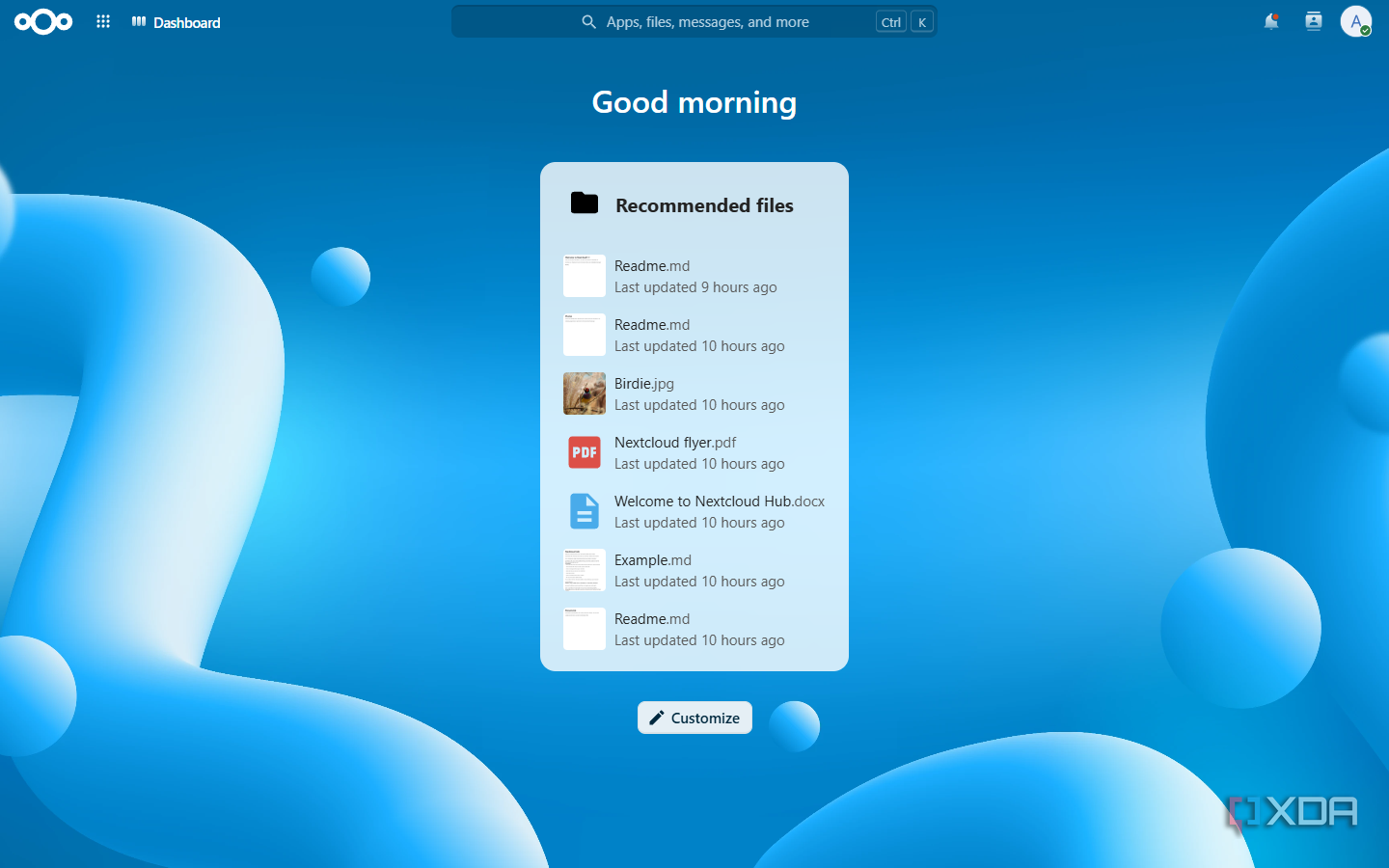 Панель управления облачной платформой Nextcloud