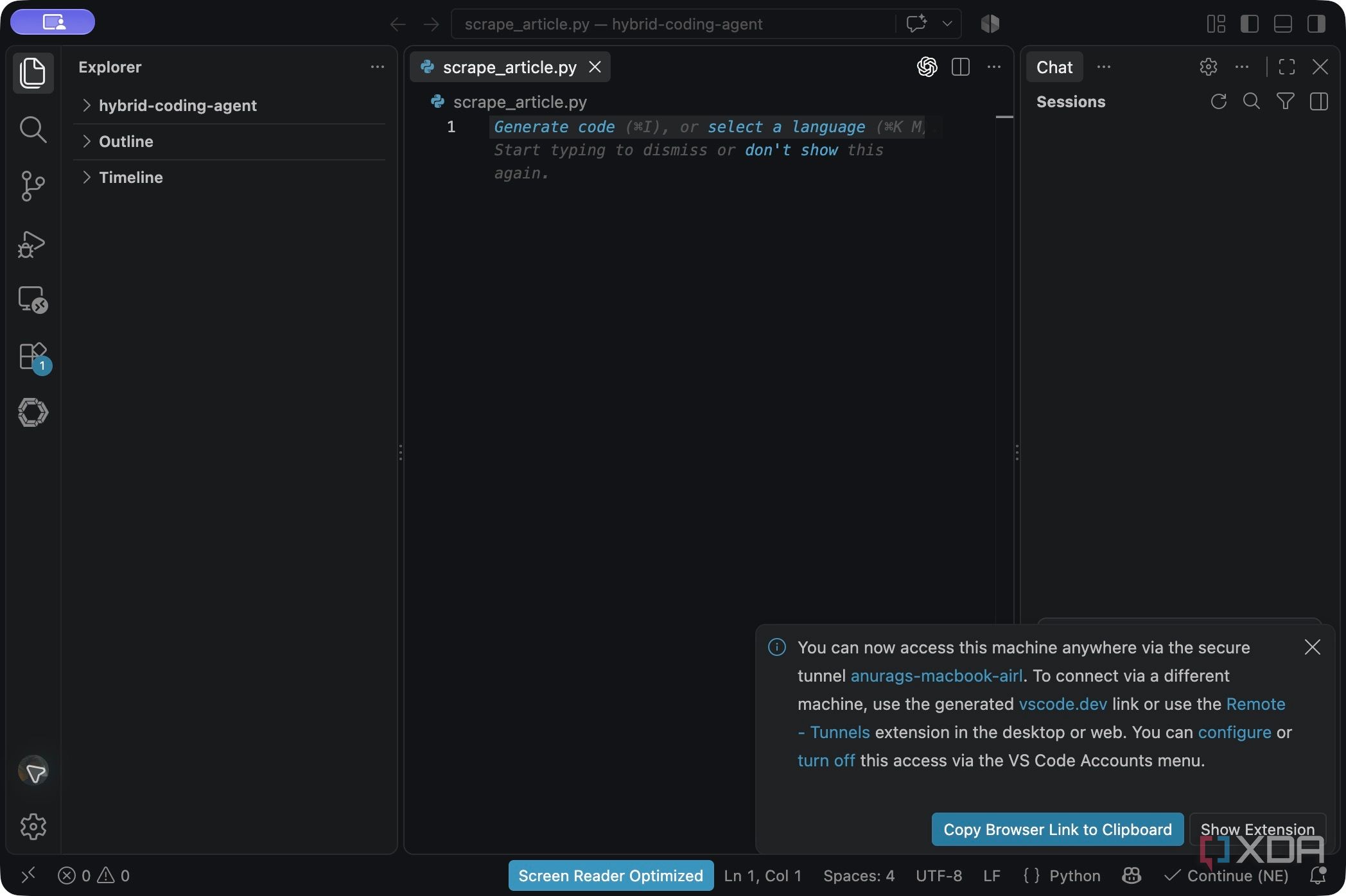 Функция Remote Tunnel Access в VS Code для доступа к рабочим файлам из браузера — иллюстрация 5 к материалу