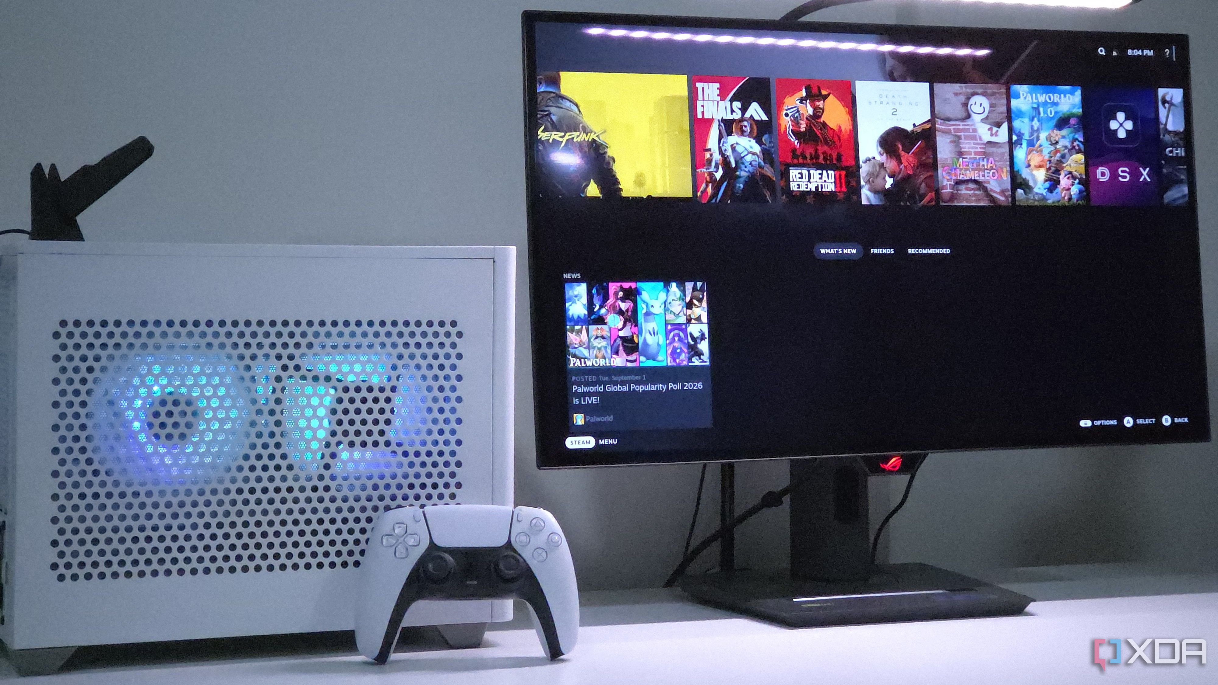 A picture of a custom mini-itx PC build, running SteamOS