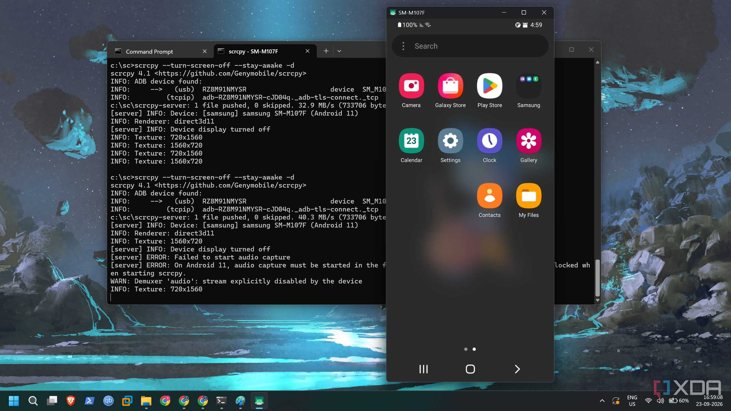 screenshot of android phone screen mirror
