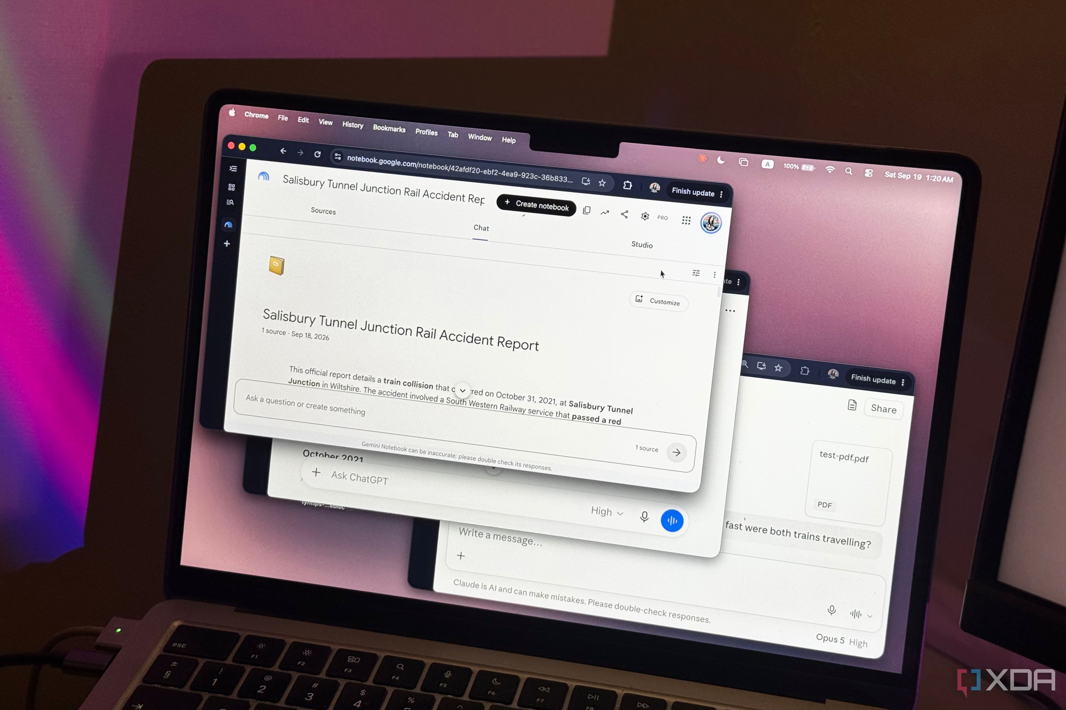 claude, chatgpt, and notebooklm on macbook screen 