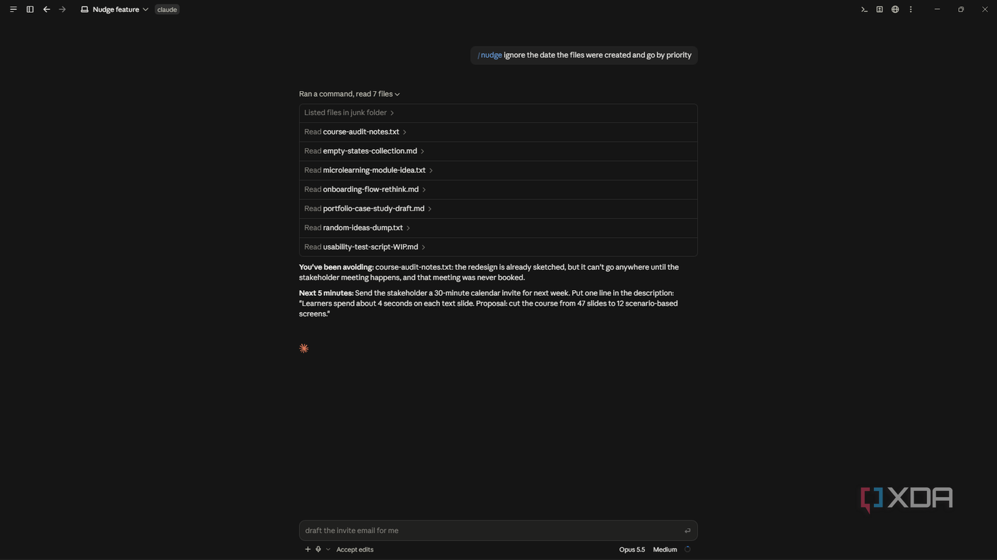 Создание кастомного навыка nudge Окно редактирования навыка nudge для Claude