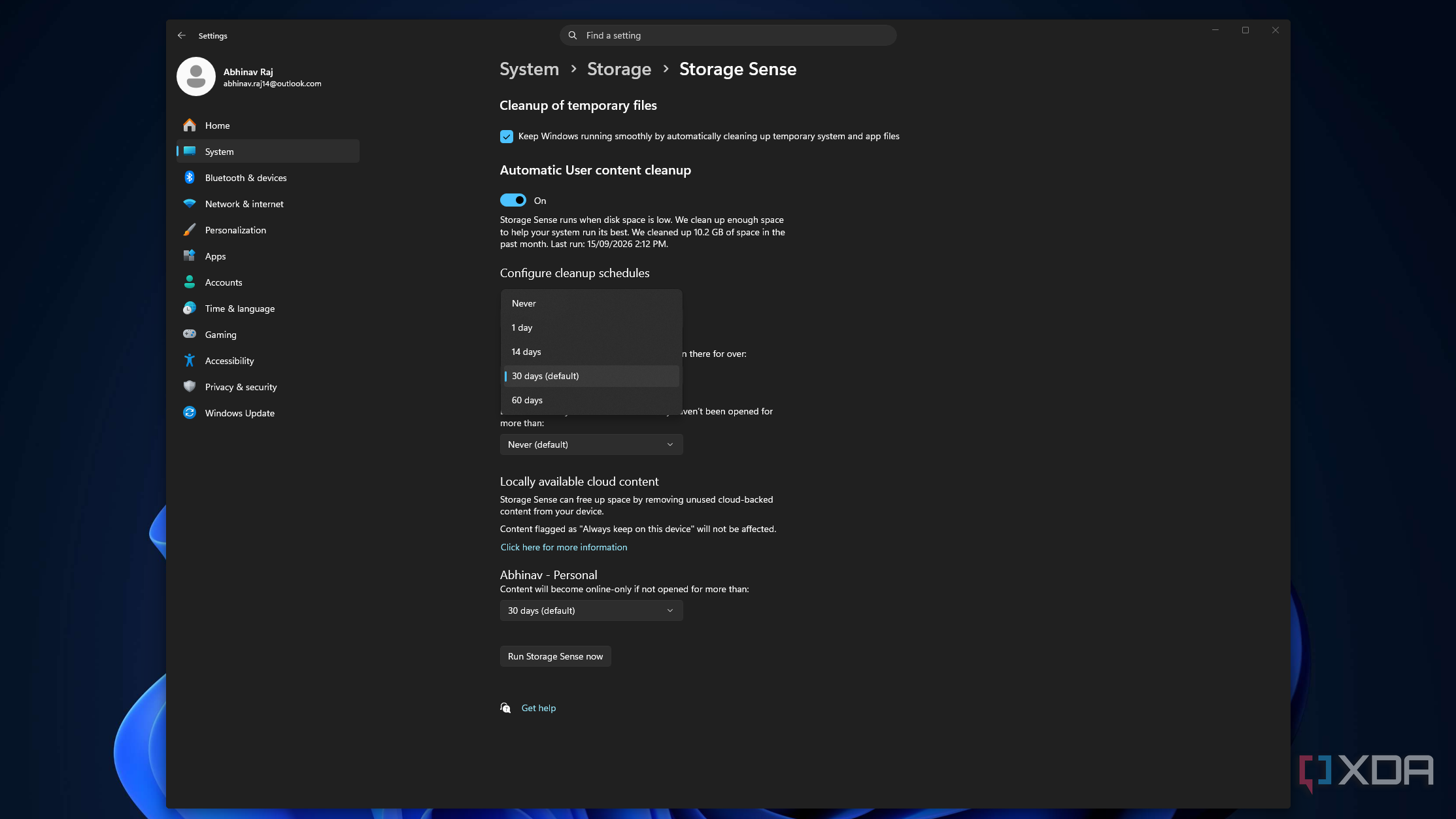 настройка Storage Sense в Windows 11 — иллюстрация 3 к материалу
