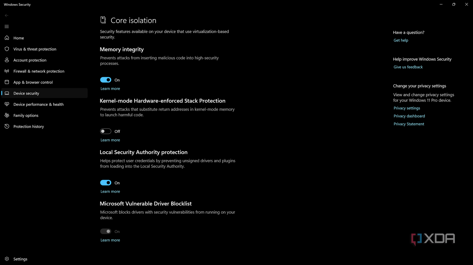 Как функция целостности памяти в Windows 11 влияет на производительность в играх Настройки изоляции ядра в Windows 11