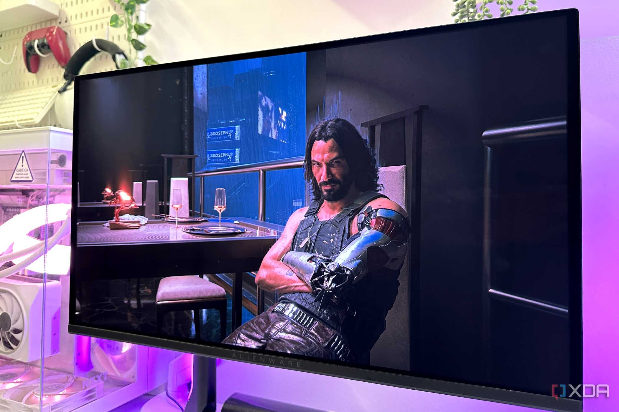 Johnny Silverhand from Cyberpunk 2077, with DLSS 5 neural rendering overlay.