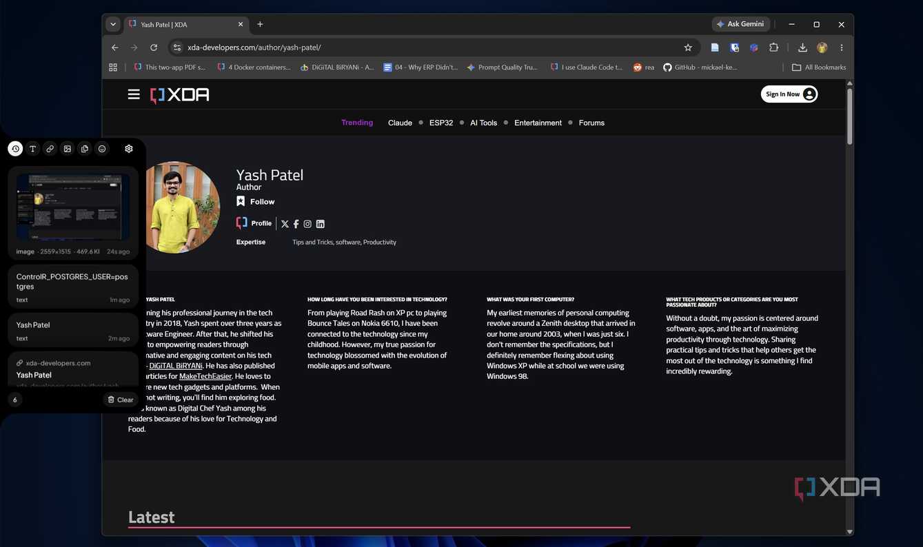 Панель Edge Drop на экране ПК Боковая панель Edge Drop для управления буфером