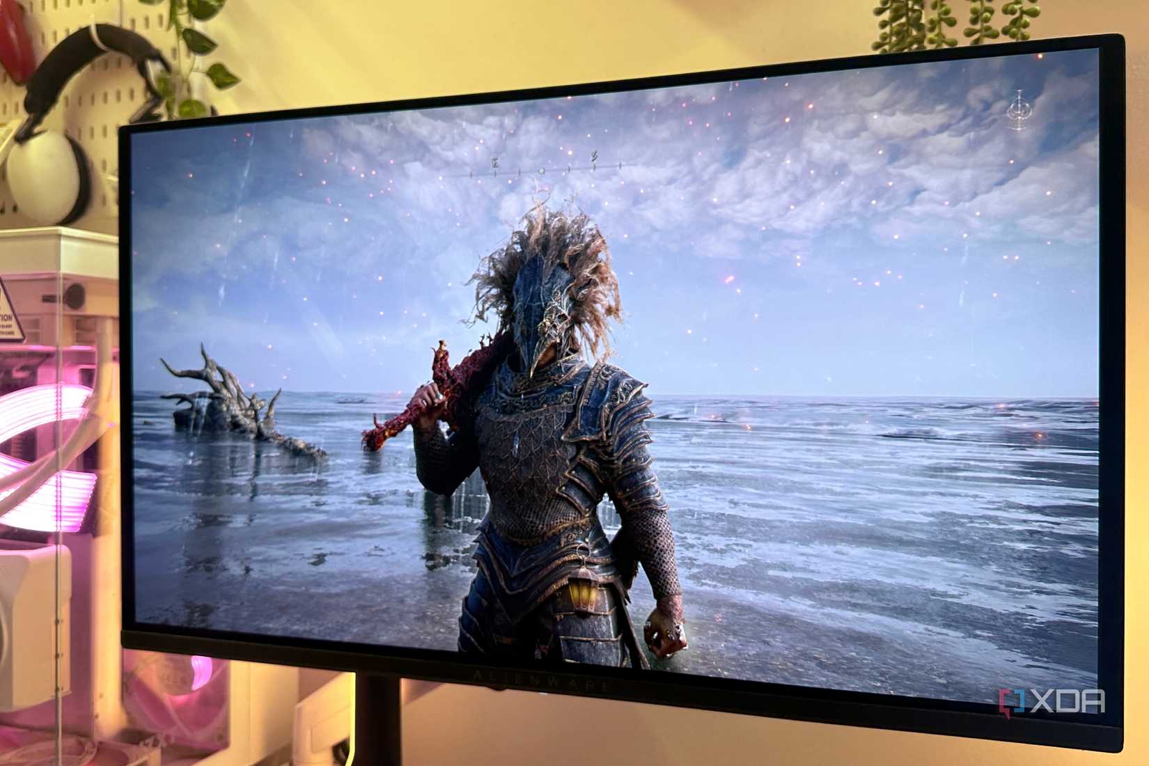 Elden Ring with DLSS 5 neural rendering on PC with OLED monitor.