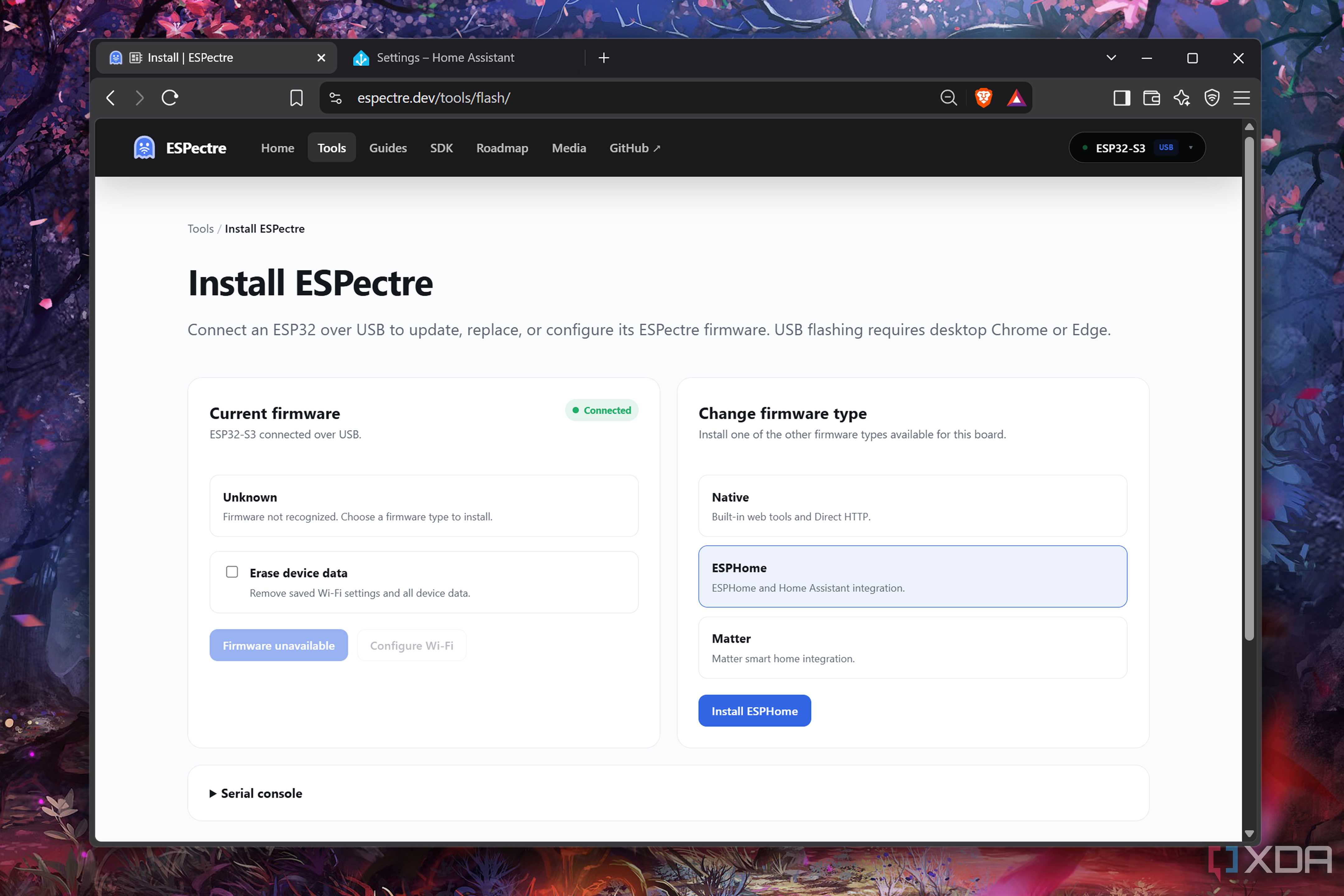 Choosing the firmware type for ESPectre