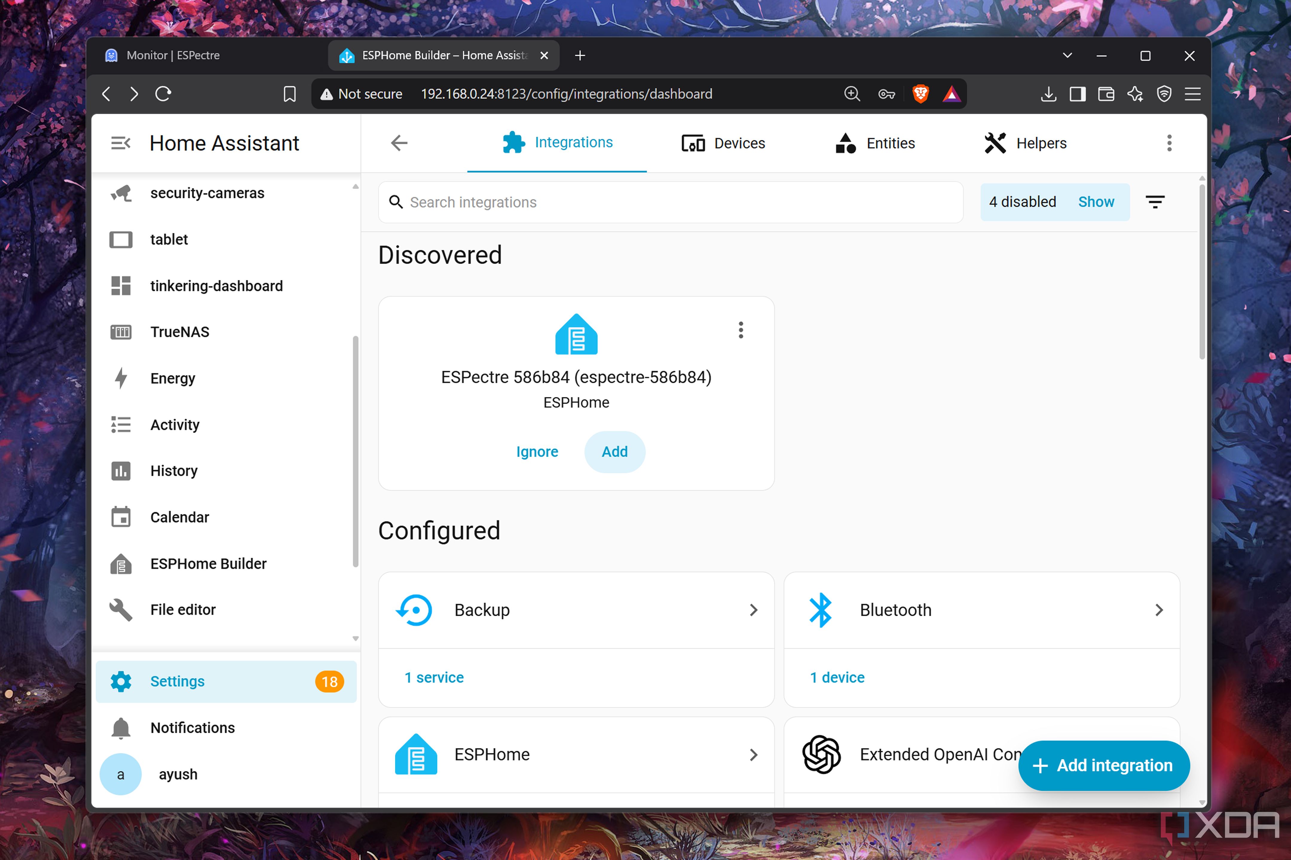 Connecting an ESPectre device to Home Assistant