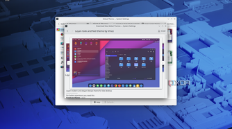 Screenshot of the theme store in KDE showing a screenshot of a specific theme