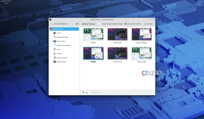 Screenshot of system settings in KDE showing installed themes included with Fedora