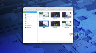 Screenshot of system settings in KDE showing installed themes included with Fedora