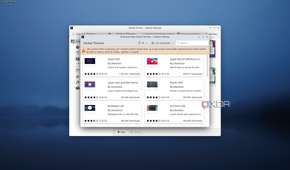 Screenshot of the theme store in Fedora KDE showing a list of available themes to download