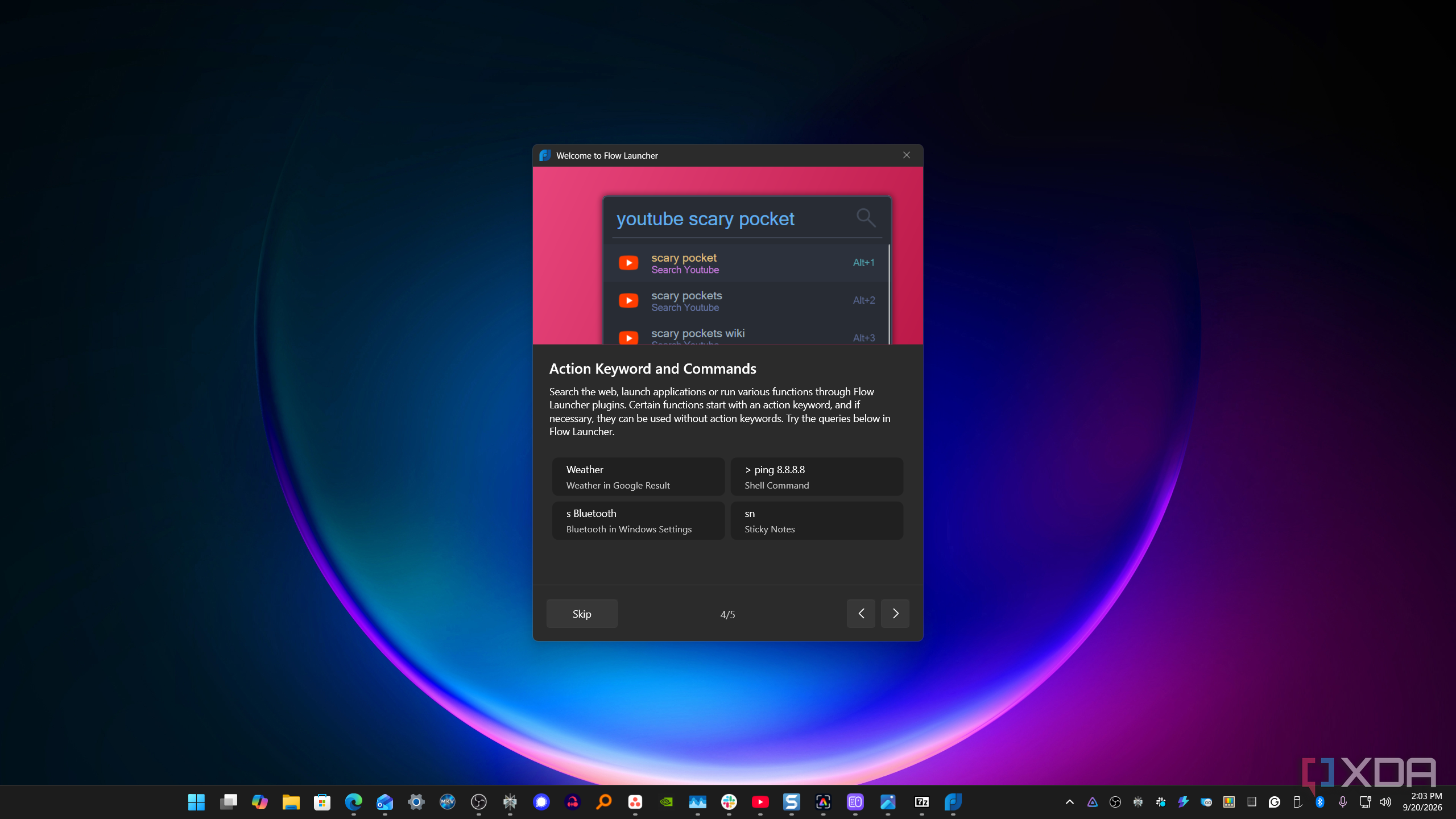 Окно Flow Launcher с поисковой выдачей