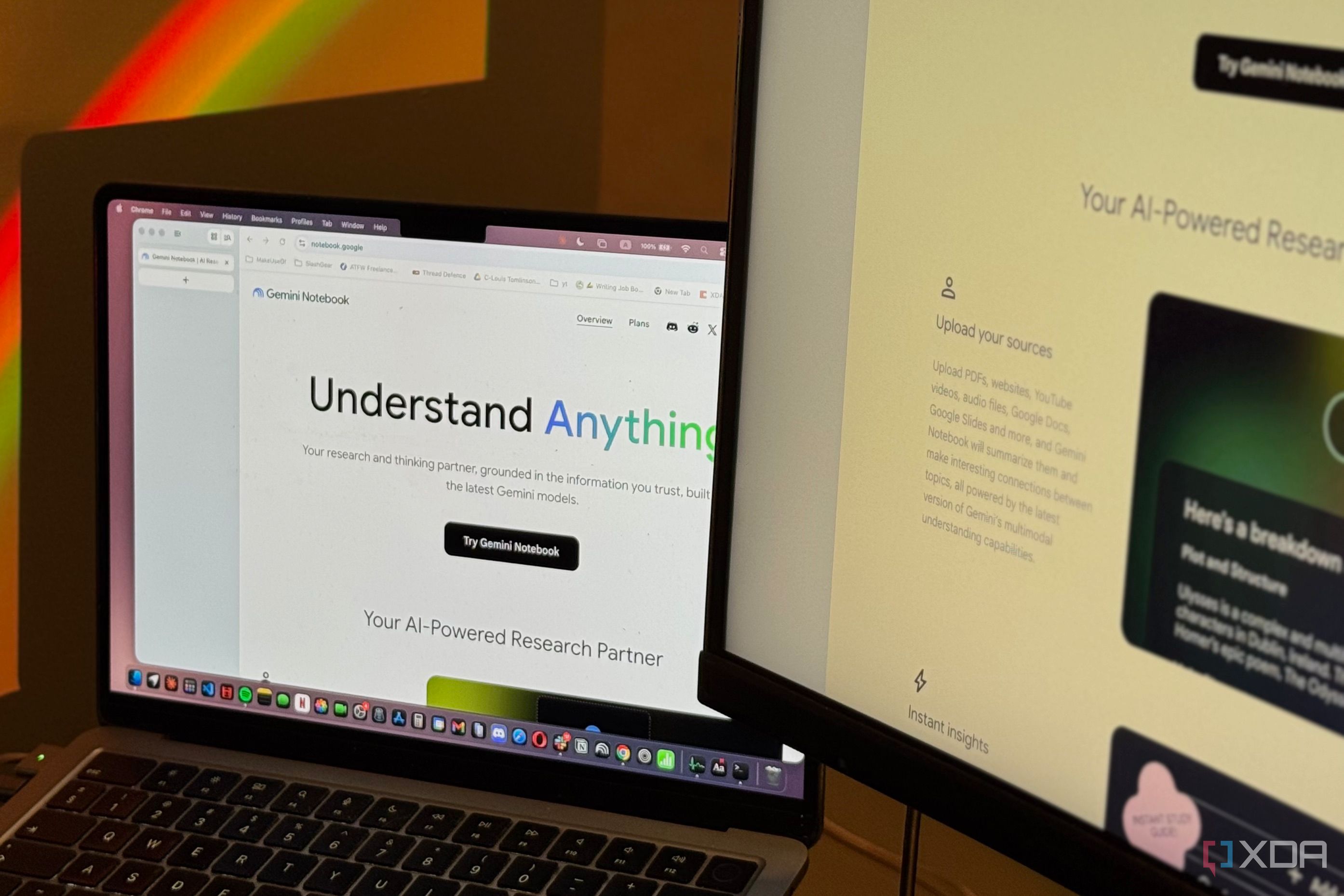 Gemini Notebook landing page on a MacBook with a monitor beside it