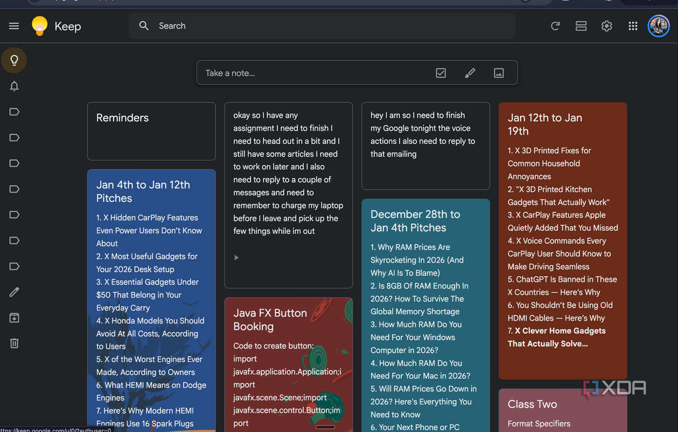 Как Google Keep стал эффективным инструментом продуктивности Сетка заметок Google Keep с напоминаниями и списками идей