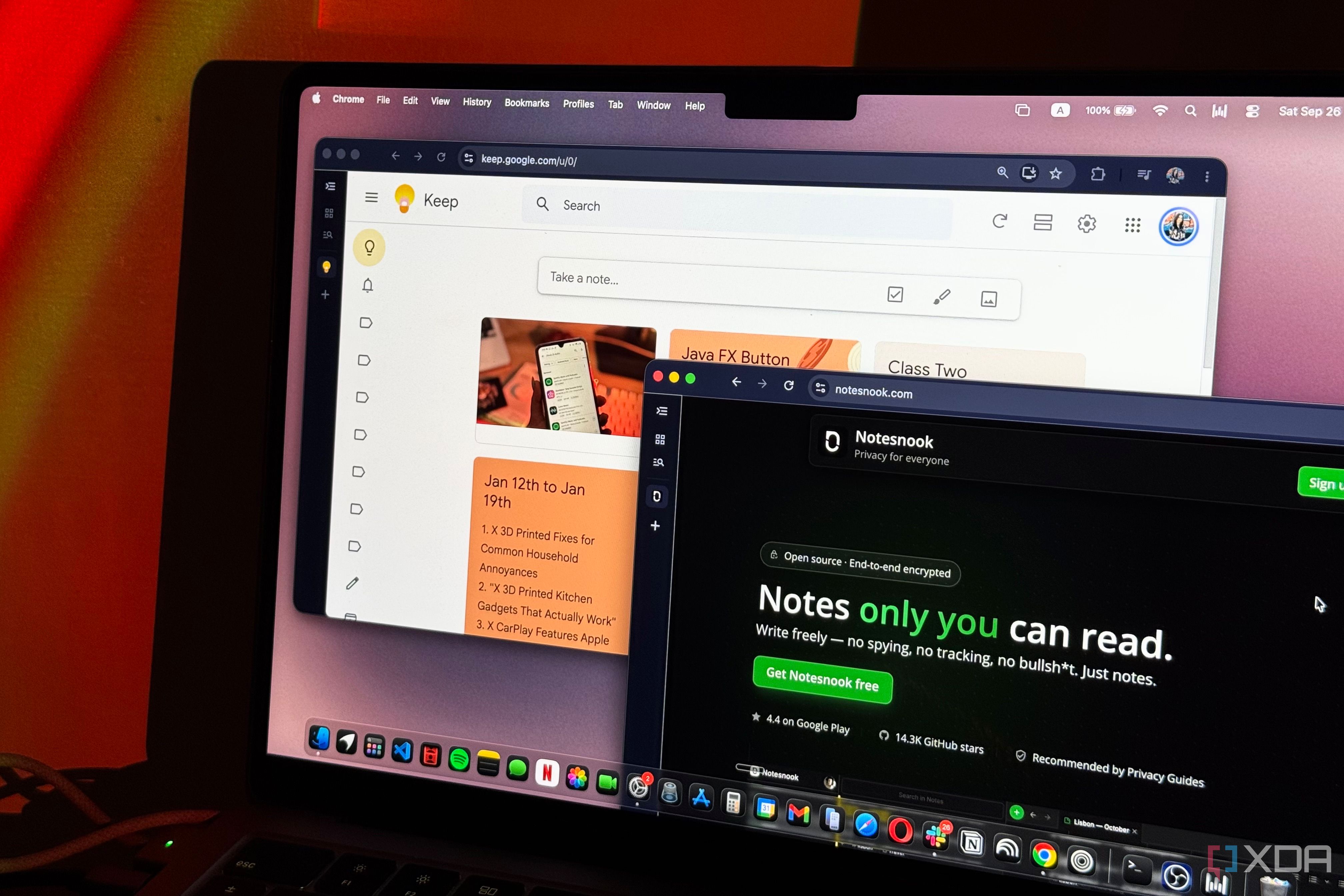 Google Keep on MacBook