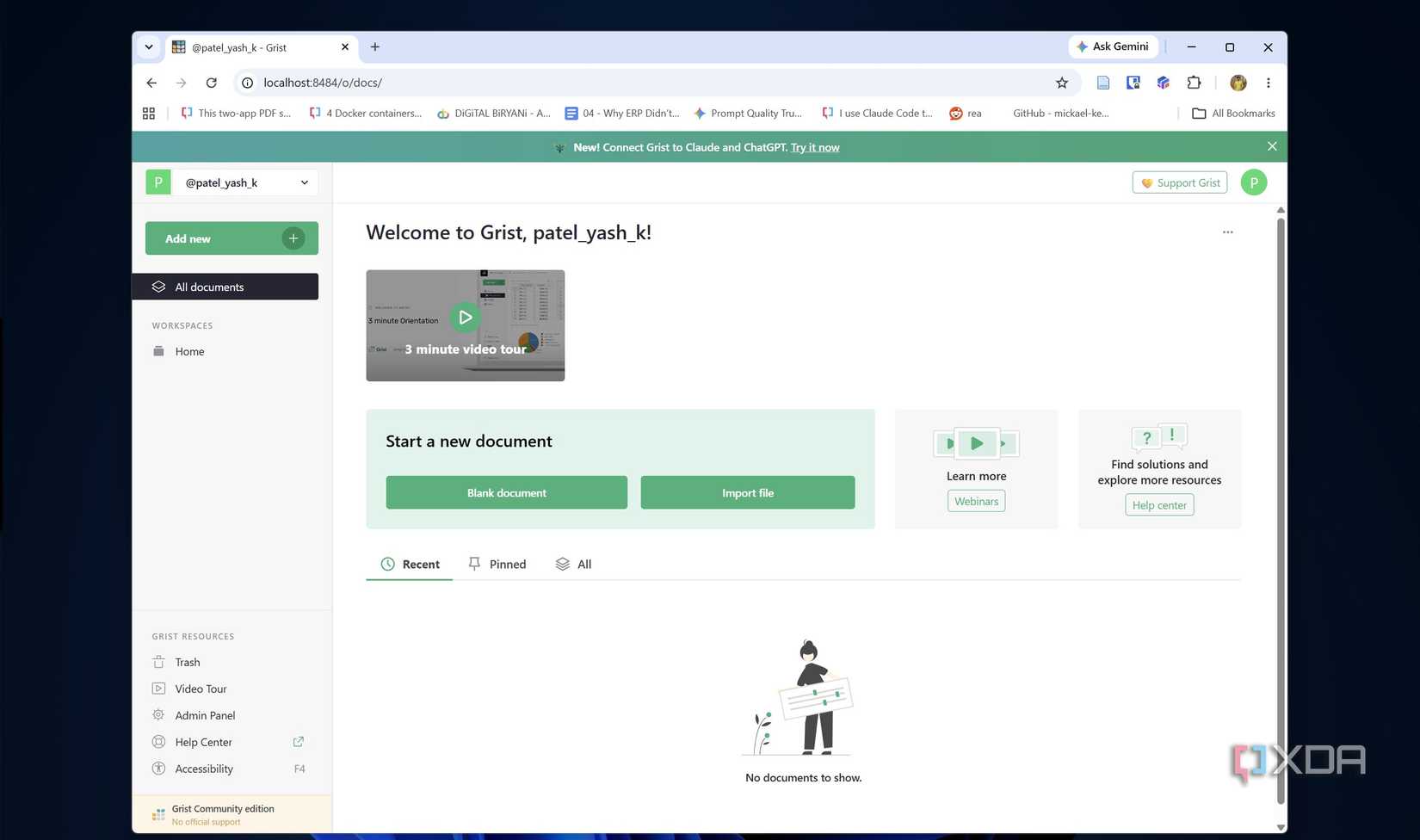 Переход на самохостинг: почему Grist стал заменой Google Таблицам Домашняя страница Grist