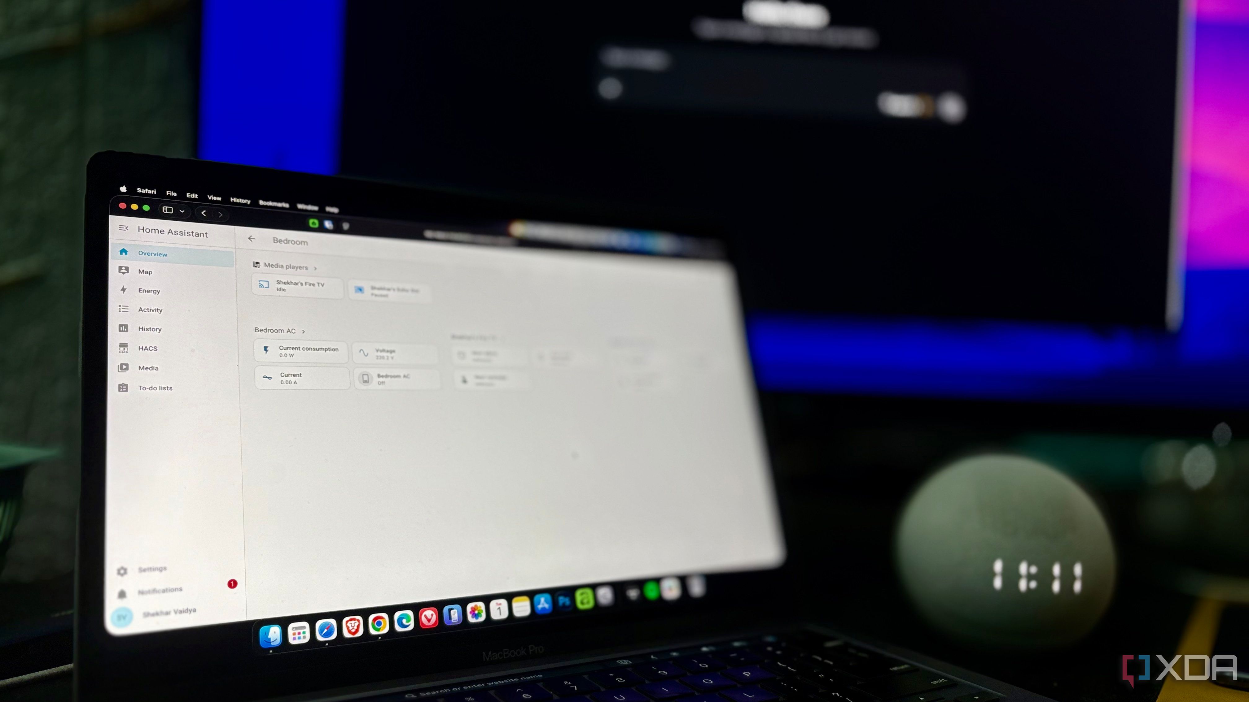 Home Assistant's Bedroom AC dashboard open on a MacBook