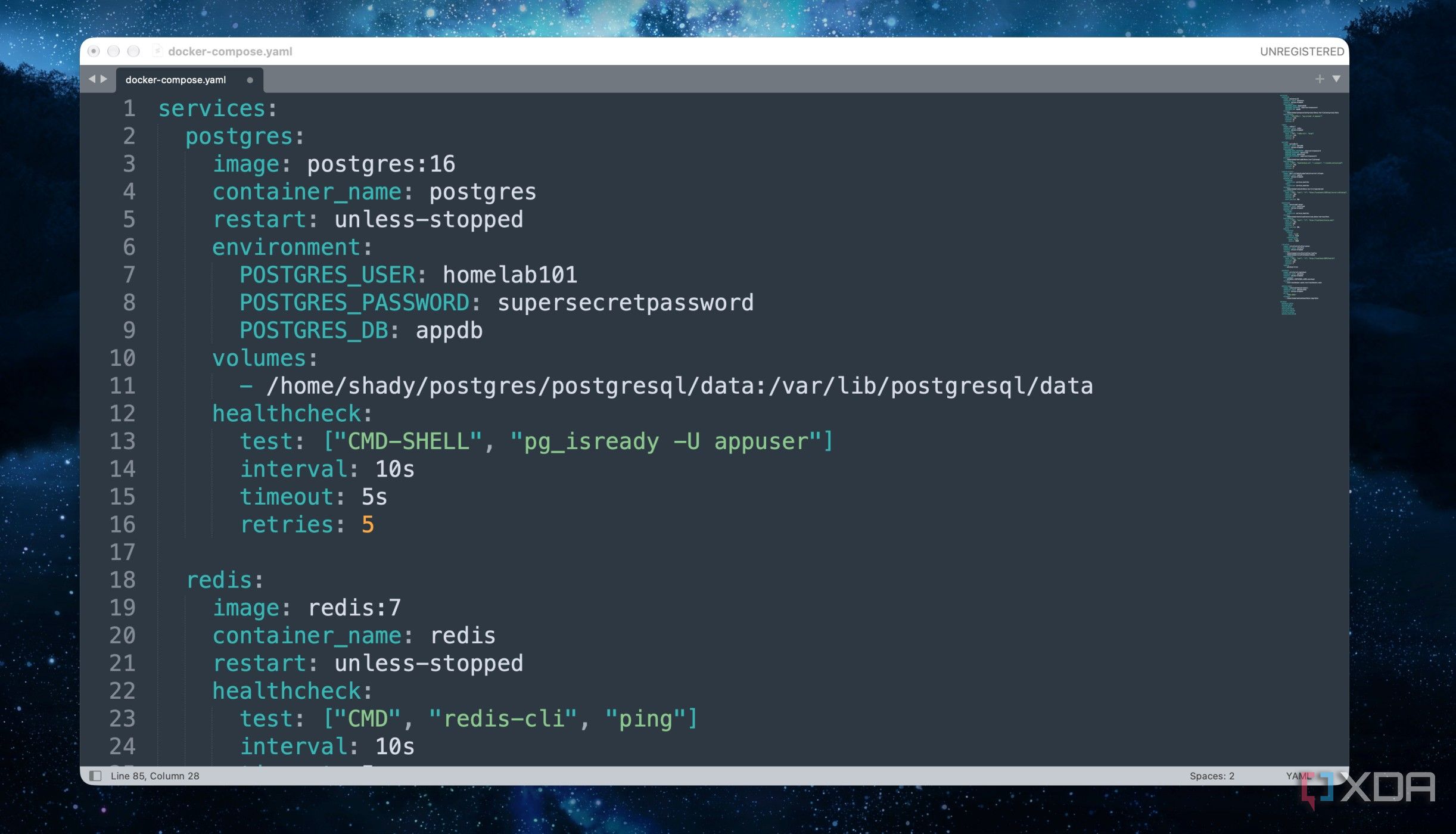 Конфигурационный файл Docker Compose с образами