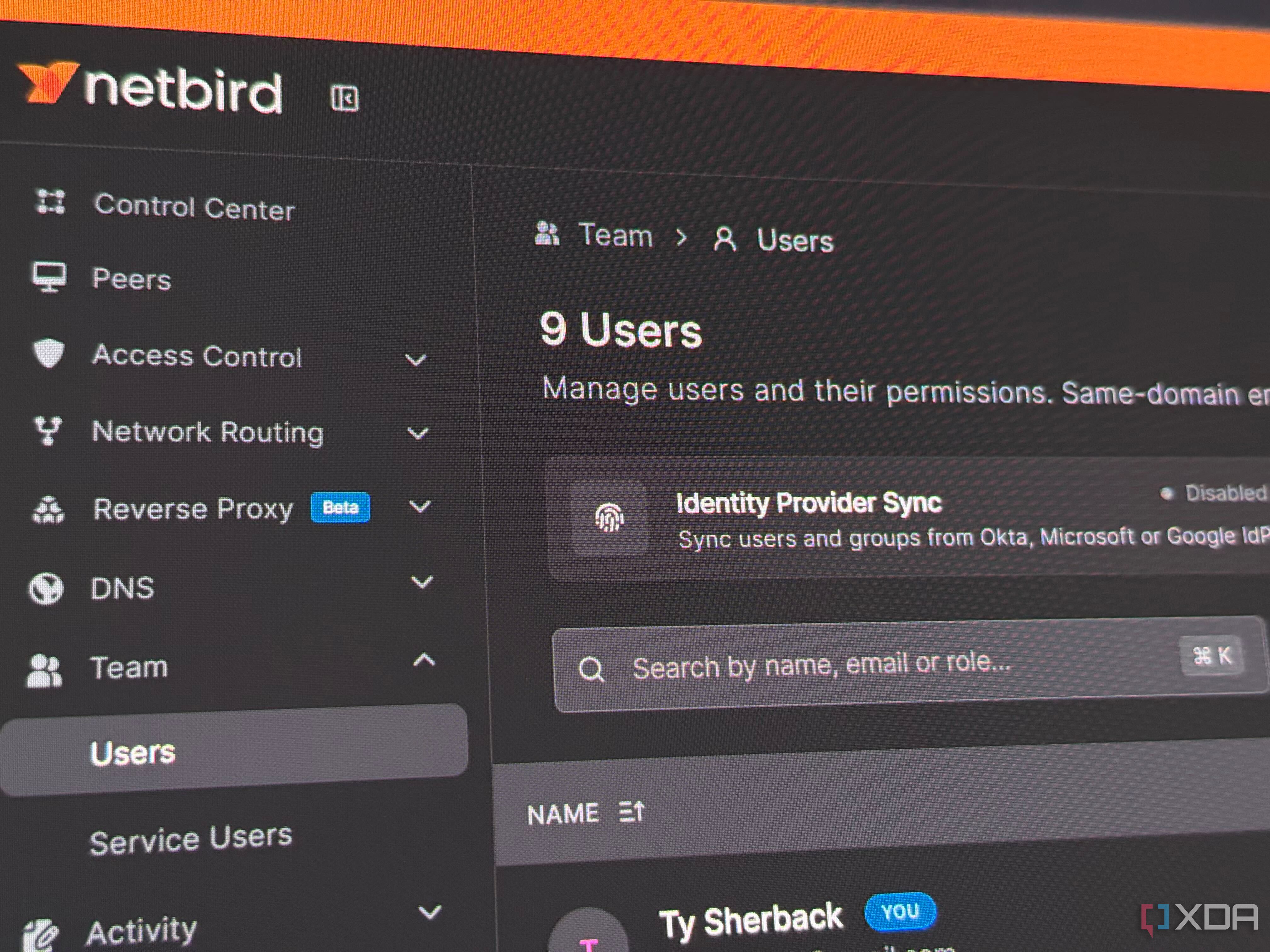Netbird's users page