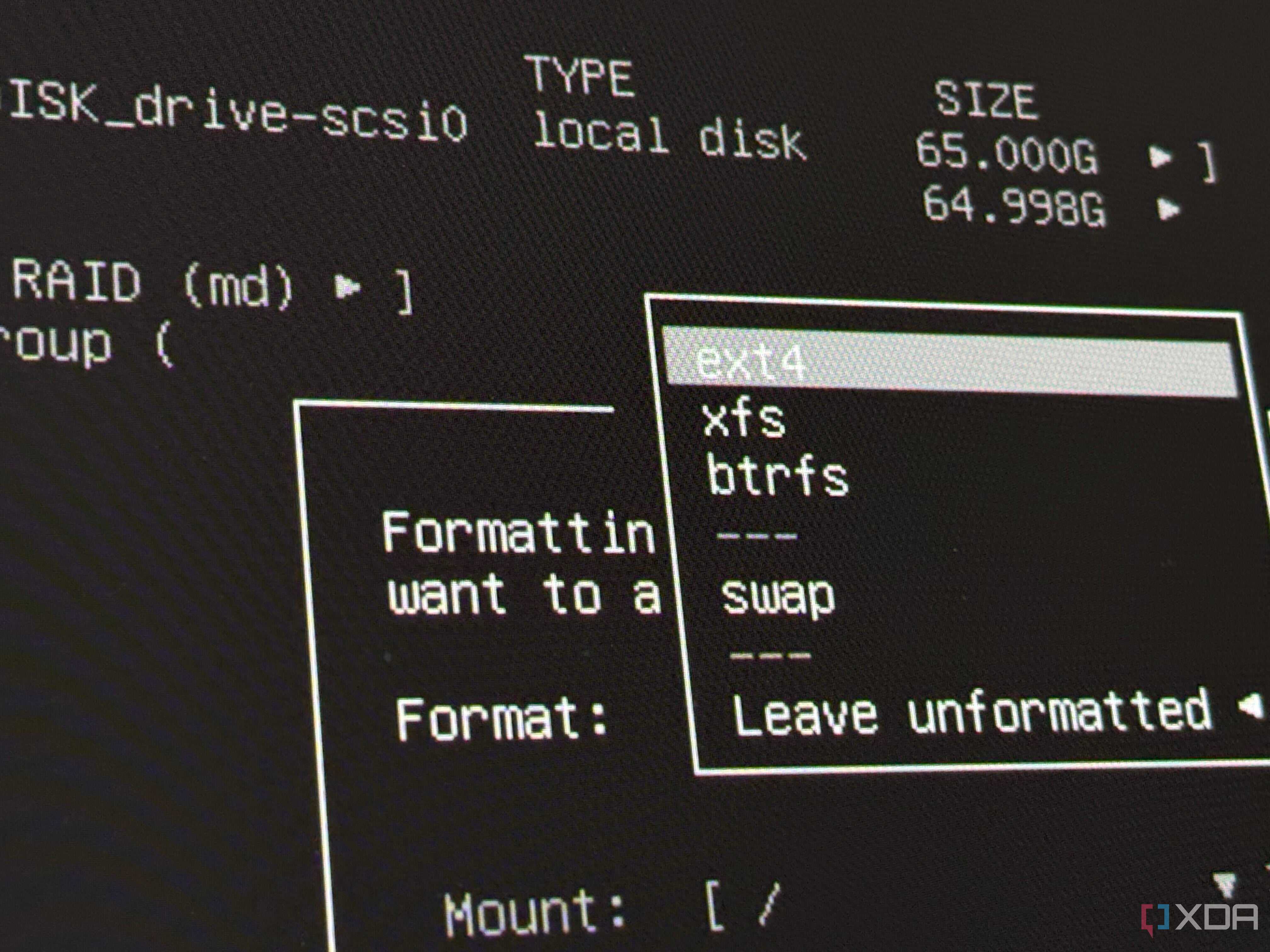 Formatting to ext4