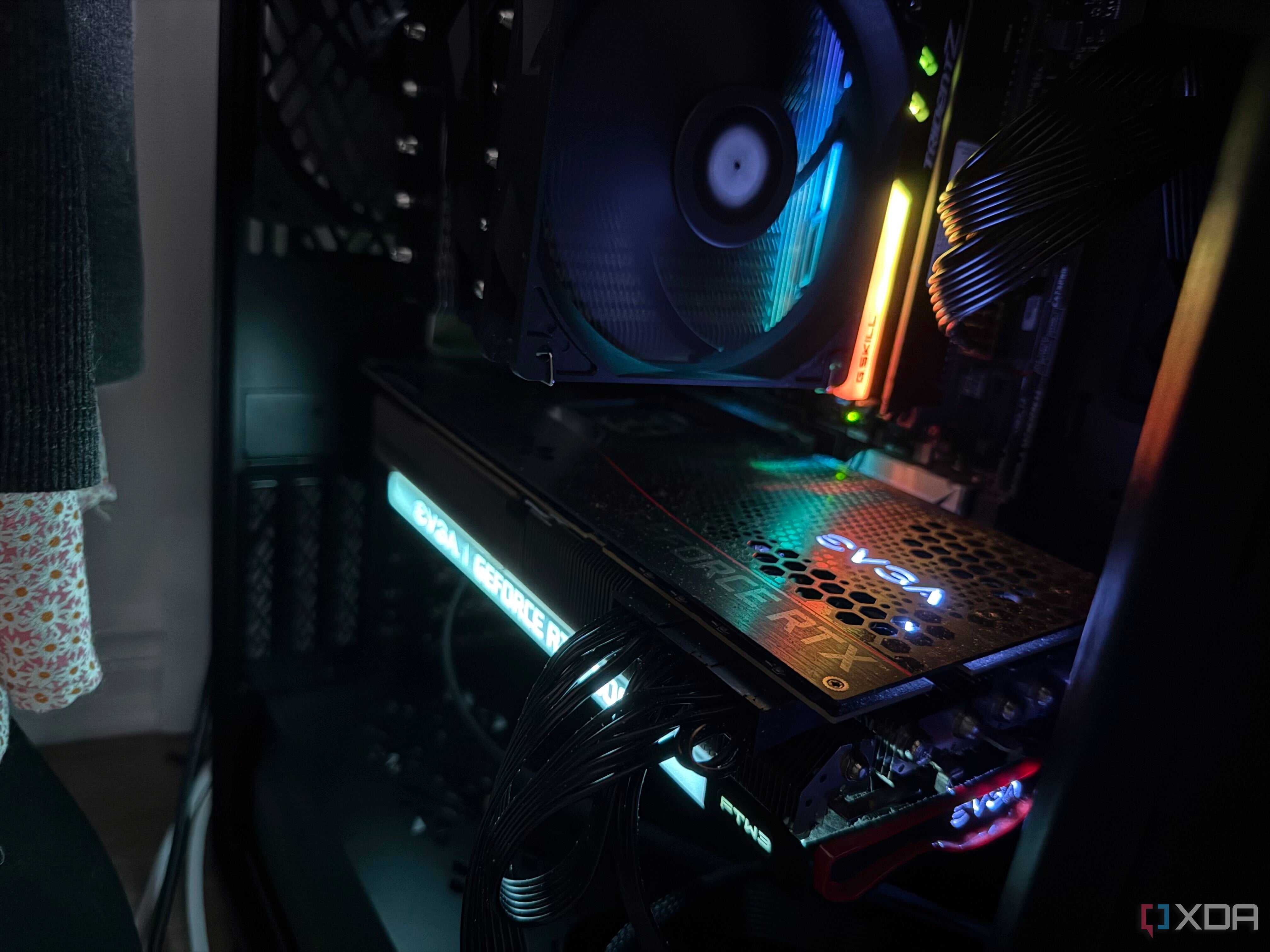 A PC build with an RTX 3080 installed
