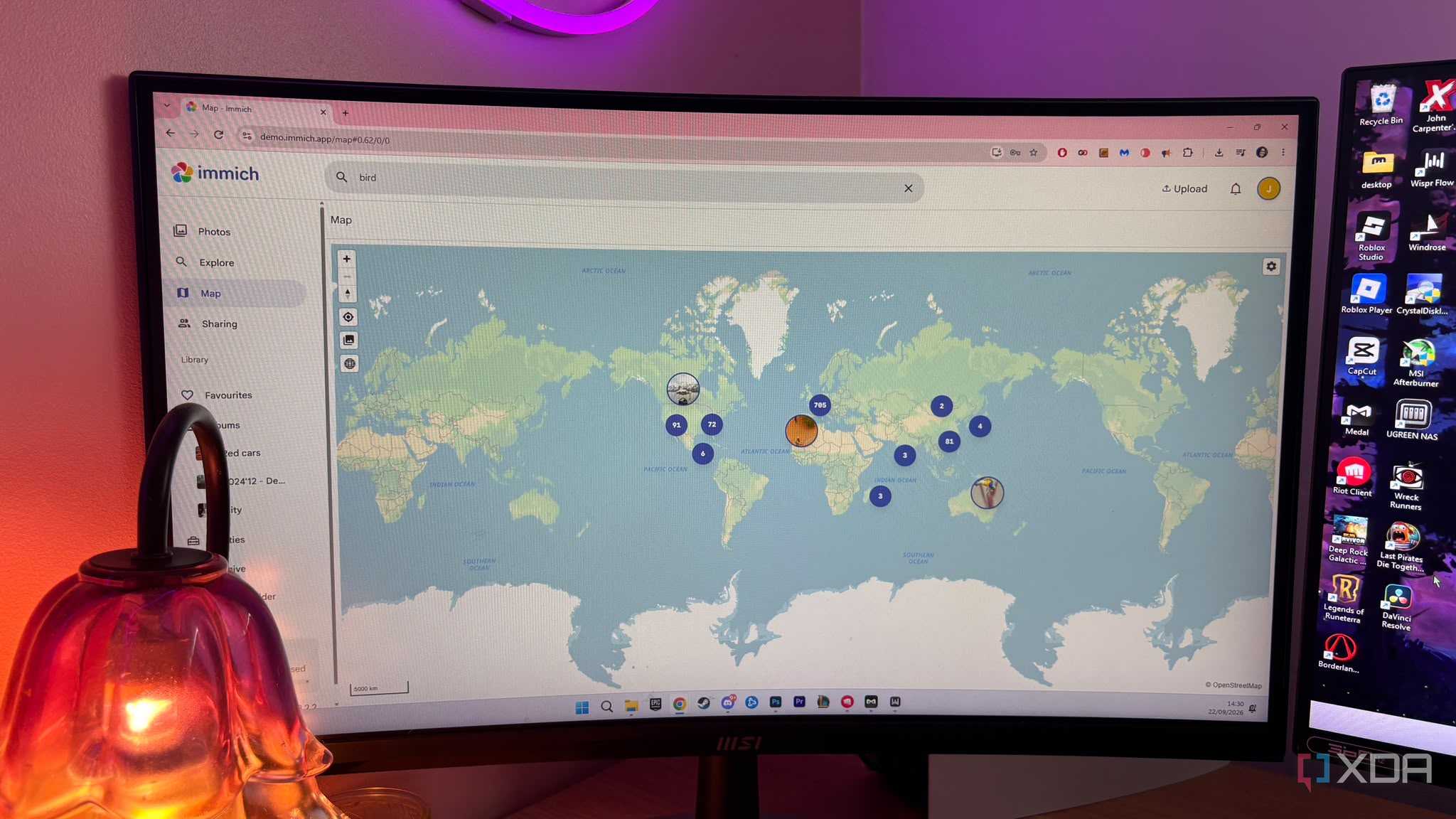Immich map feature on screen