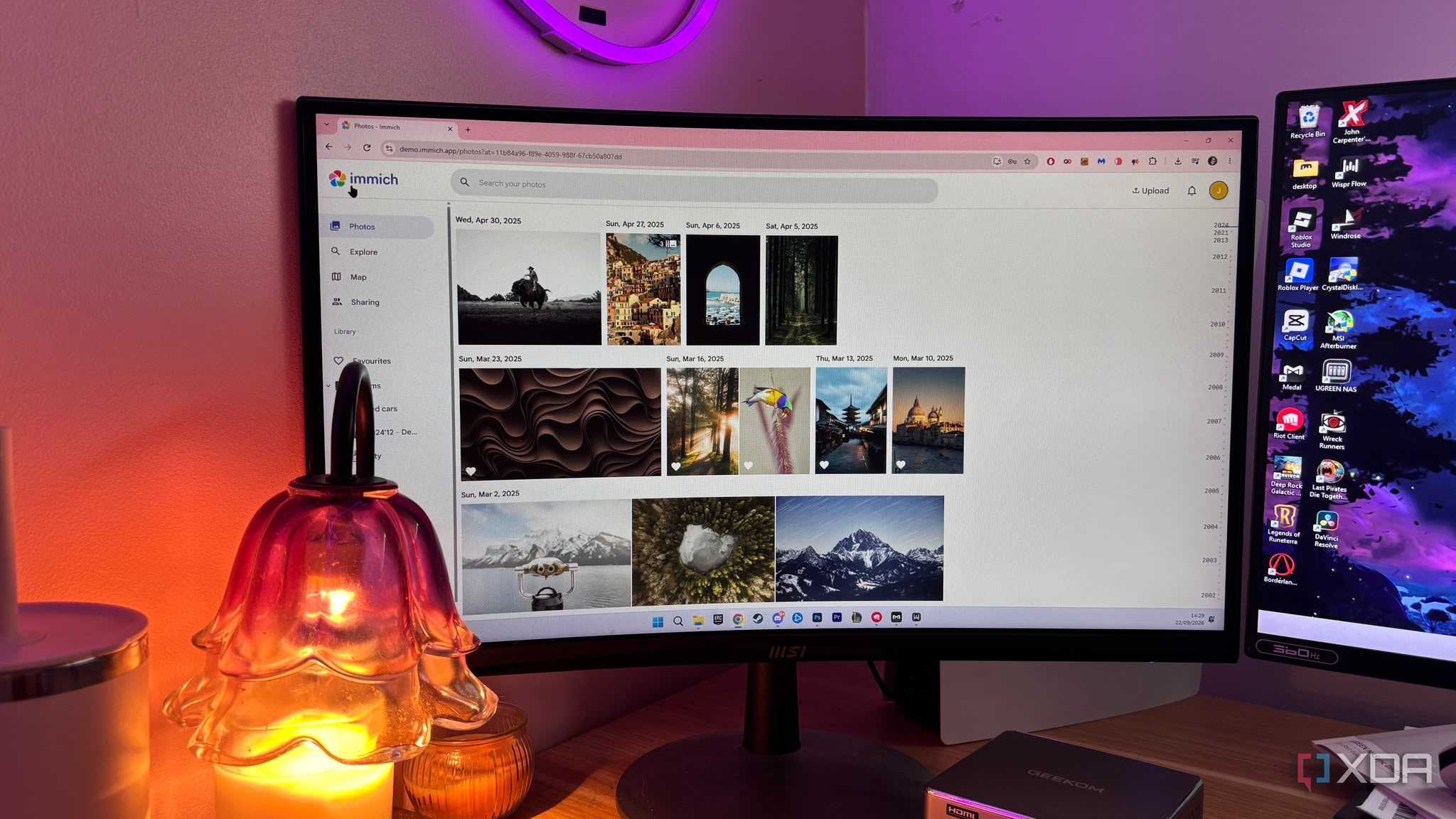 Immich home screen on monitor