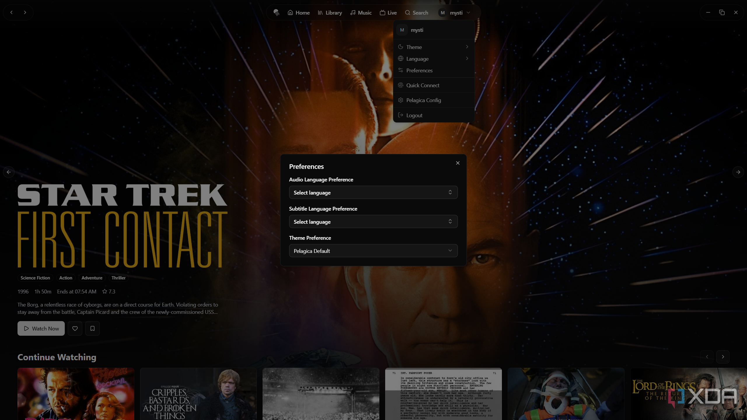 Отображение информации IMDb в карточке фильма Pelagica