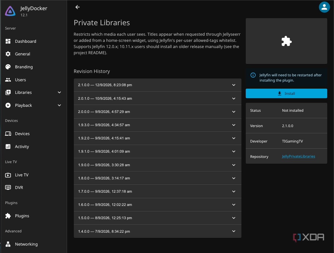 Как ограничить доступ к медиаконтенту в Jellyfin с помощью плагина JellyPrivateLibraries — иллюстрация 8 к материалу
