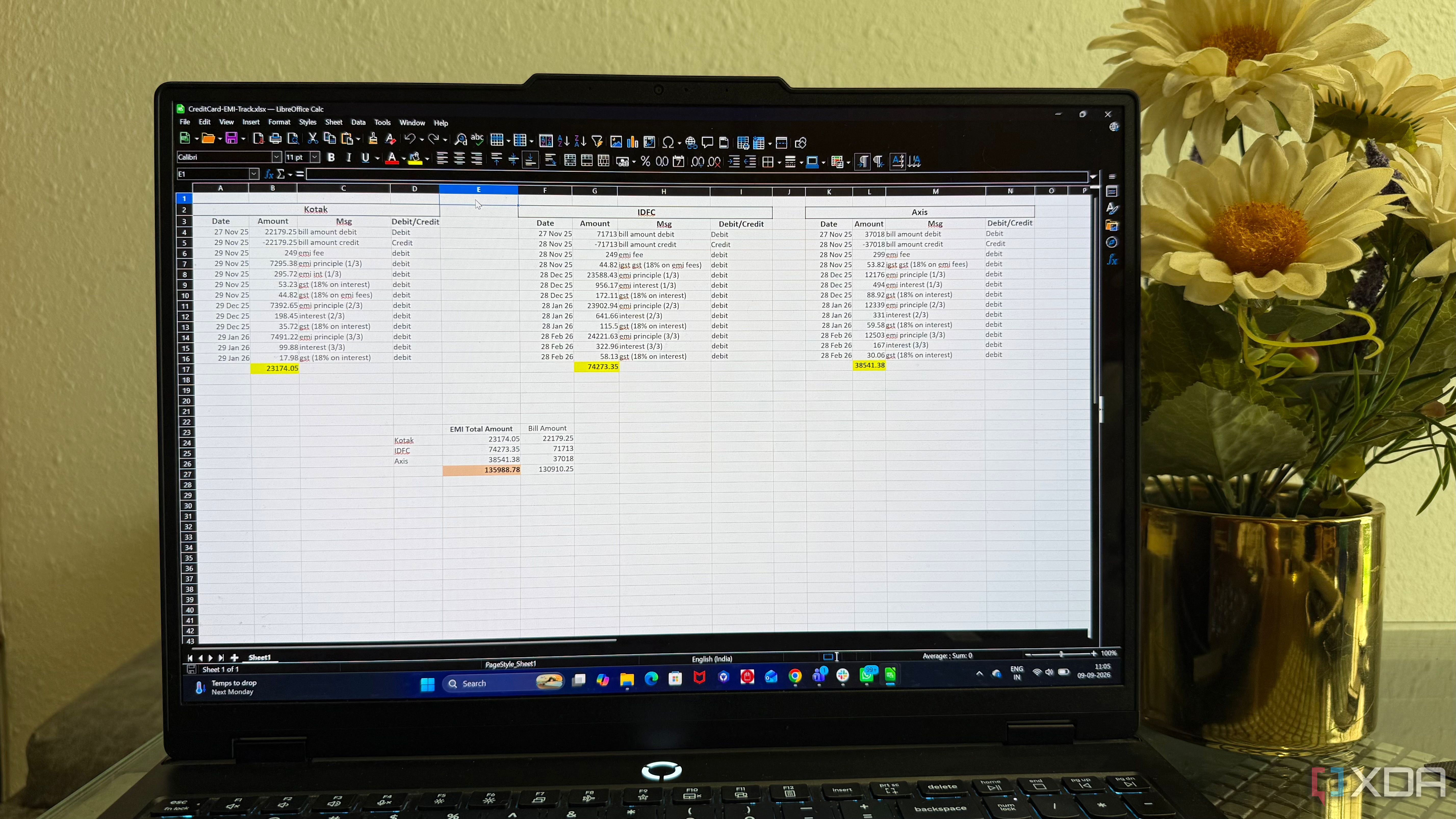 LibreCalc running on Windows 11