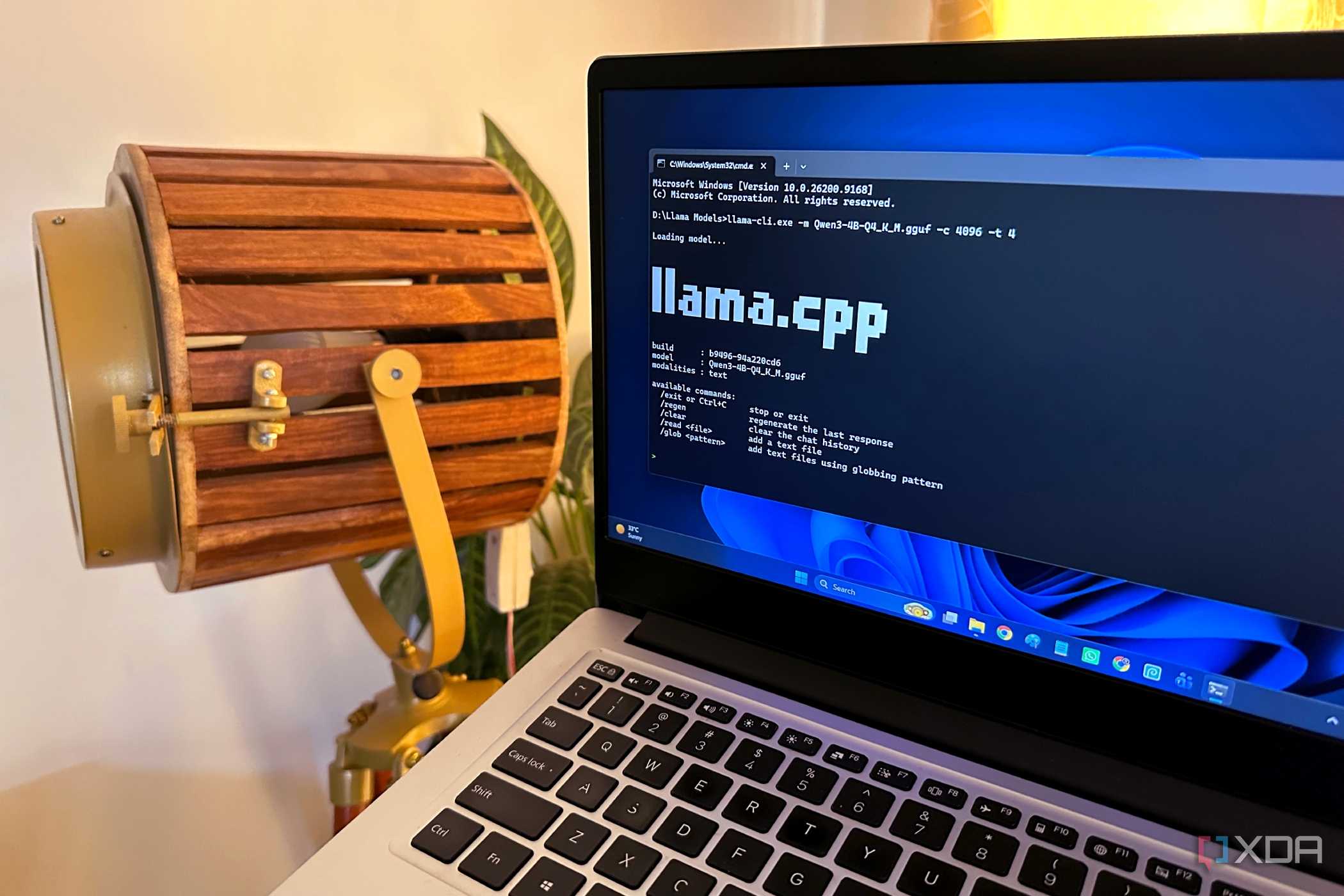 Llama.cpp running in Command Terminal on a Windows 11 laptop.